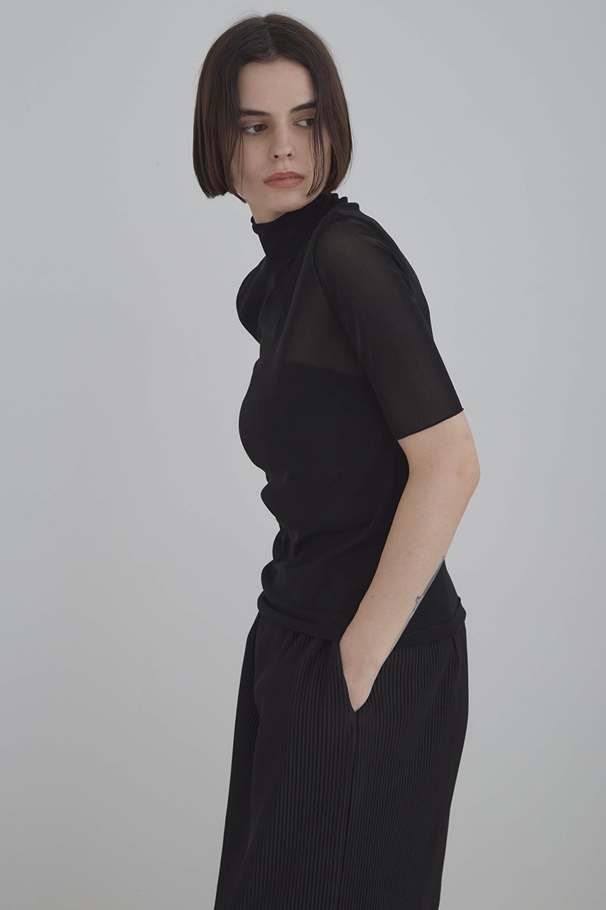 【ル フィル/LE PHIL】のチュールメッシュT 人気、トレンドファッション・服の通販 founy(ファニー) 　ファッション　Fashion　レディースファッション　Fashion for Women　トップス・カットソー　Cut & Sew Tops　シャツ・ブラウス・オフィスカジュアル　Elegant Blouses & Button-Ups　ロングTシャツ・Tシャツ　Longline T-Shirts & Tees　カットソー・ベーシックTシャツ　Cut-and-Sewn Tops / Stretch Tees & Basics　インナー　Innerwear　シアー　Sheer, See-Through　ショート　Short, Short Length　スリーブ　Sleeve, Long Sleeve / Short Sleeve　ハイネック　High Neck, Mock Neck　エレガント 上品　Elegant　other-3|ID: prp329100003973931 ipo3291000000032845873