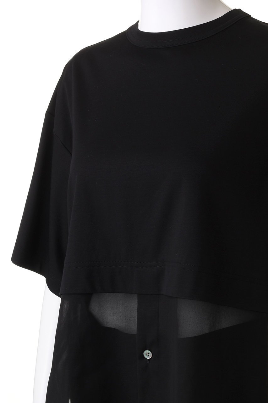 【ヒューエルミュージアム/hueLe Museum】の【STUMBLY】ミックスファブリックコンビTシャツ 人気、トレンドファッション・服の通販 founy(ファニー) 　ファッション　Fashion　レディースファッション　Fashion for Women　トップス・カットソー　Cut & Sew Tops　シャツ・ブラウス・オフィスカジュアル　Elegant Blouses & Button-Ups　ロングTシャツ・Tシャツ　Longline T-Shirts & Tees　カットソー・ベーシックTシャツ　Cut-and-Sewn Tops / Stretch Tees & Basics　ショート　Short, Short Length　スリーブ　Sleeve, Long Sleeve / Short Sleeve　ハーフ　Half, Half-Length　other-5|ID: prp329100003975052 ipo3291000000036813947