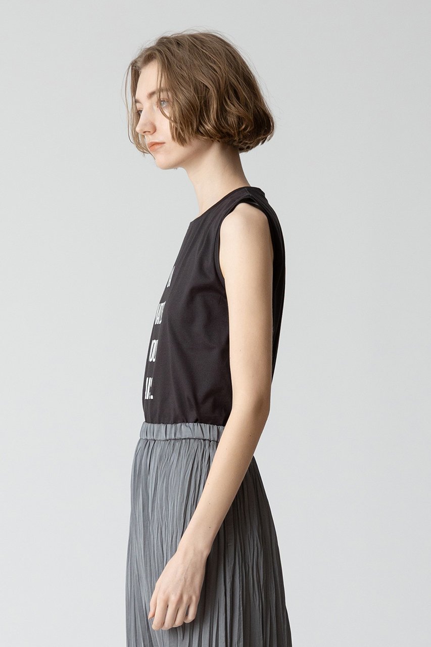 【アルアバイル/allureville】のノースリーブロゴTEE 人気、トレンドファッション・服の通販 founy(ファニー) 　ファッション　Fashion　レディースファッション　Fashion for Women　トップス・カットソー　Cut & Sew Tops　キャミソール&ノースリーブ　Camisoles & Sleeveless Tops　シャツ・ブラウス・オフィスカジュアル　Elegant Blouses & Button-Ups　ロングTシャツ・Tシャツ　Longline T-Shirts & Tees　カットソー・ベーシックTシャツ　Cut-and-Sewn Tops / Stretch Tees & Basics　キャミソール　Camisole, Spaghetti Strap Top　シンプル　Simple, Minimal　タンク　Tank Top, Sleeveless Top　ノースリーブ　Sleeveless, No-Sleeve　other-7|ID: prp329100003975083 ipo3291000000032936432