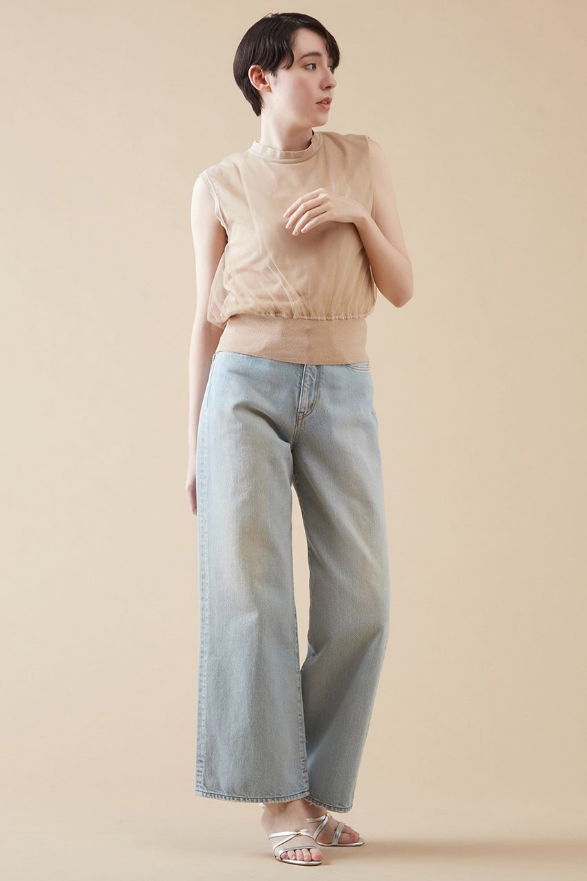 【マルティニーク/martinique】のチュールコンビノースリニット 人気、トレンドファッション・服の通販 founy(ファニー) 　ファッション　Fashion　レディースファッション　Fashion for Women　トップス・カットソー　Cut & Sew Tops　ニット　Knit Tops & Sweaters　カジュアルプルオーバー・ニットトップス　Pullovers & Knit Tops / Casual Pullovers　おすすめ　Recommended / Our Picks　コンビ　Combo, Combination Style　シアー　Sheer, See-Through　シンプル　Simple, Minimal　チュール　Tulip, Tulip Motif　夏　Summer　other-3|ID: prp329100003976669 ipo3291000000035042279