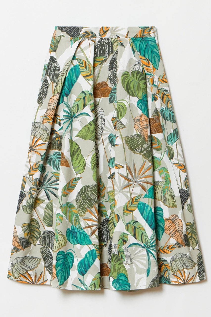 【アルアバイル/allureville】のグリーンリーフプリントタックスカート インテリア・キッズ・メンズ・レディースファッション・服の通販 founy(ファニー) 　ファッション　Fashion　レディースファッション　WOMEN　スカート　Skirt　ロングスカート　Long Skirt　おすすめ　Recommend　イタリア　Italy　コンパクト　Compact　スペシャル　Special　プリント　Print　リーフ　Leaf　ロング　Long　再入荷　Restock/Back In Stock/Re Arrival　グリーン|ID: prp329100003976682 ipo3291000000026228067
