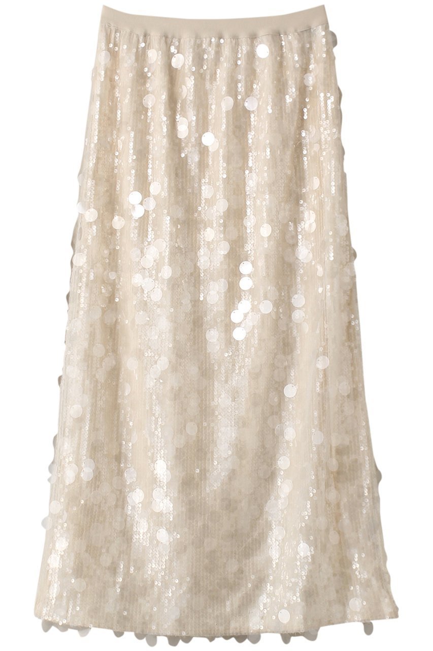 【マリリンムーン/MARILYN MOON】のコントラストシャインスパングルスカート インテリア・キッズ・メンズ・レディースファッション・服の通販 founy(ファニー) 　ファッション　Fashion　レディースファッション　Fashion for Women　スカート　Skirts　ロングスカート　Long Skirts / Maxi & Midi Skirts　シンプル　Simple, Minimal　ストレッチ　Stretch, Stretchy Fabric　スパンコール　Sequins, Sequin Embellishment　ボトム　Bottoms, Lower Wear　メッシュ　Mesh, Net Fabric　ロング　Long, Long-Length　アイボリー|ID: prp329100003976694 ipo3291000000035509518