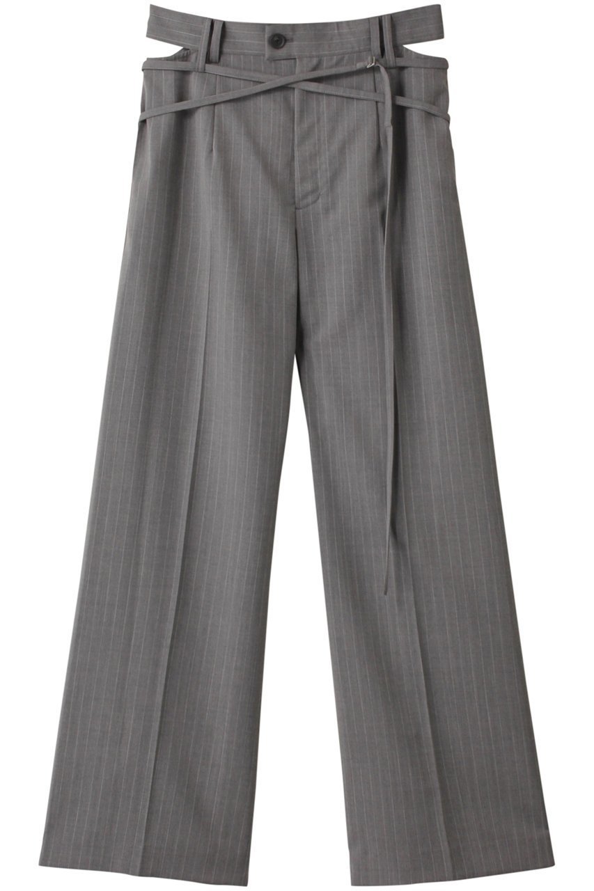 【メゾンスペシャル/MAISON SPECIAL】のBelt Up Slacks/ベルトアップスラックス インテリア・キッズ・メンズ・レディースファッション・服の通販 founy(ファニー) 　ファッション　Fashion　レディースファッション　Fashion for Women　パンツ　Pants & Trousers　ベルト&ウエストマーク　Belts & Waist Accessories　カットソー　Cut and Sewn Top　サマー　Summer, Summer Style　ストライプ　Stripe, Striped Pattern　ストレート　Straight, Straight Cut　スラックス　Slacks, Dress Pants　ワイド　Wide, Wide Fit　エレガント 上品　Elegant　夏　Summer　L.GRY(ライトグレー)|ID: prp329100003977811 ipo3291000000035401901