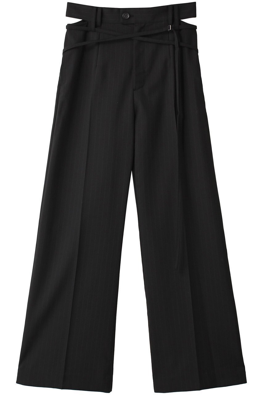 【メゾンスペシャル/MAISON SPECIAL】のBelt Up Slacks/ベルトアップスラックス インテリア・キッズ・メンズ・レディースファッション・服の通販 founy(ファウニー) 　ファッション　Fashion　レディースファッション　Fashion for Women　パンツ　Pants & Trousers　ベルト&ウエストマーク　Belts & Waist Accessories　カットソー　Cut and Sewn Top　サマー　Summer, Summer Style　ストライプ　Stripe, Striped Pattern　ストレート　Straight, Straight Cut　スラックス　Slacks, Dress Pants　ワイド　Wide, Wide Fit　エレガント 上品　Elegant　夏　Summer　BLK(ブラック)|ID: prp329100003977811 ipo3291000000036867300