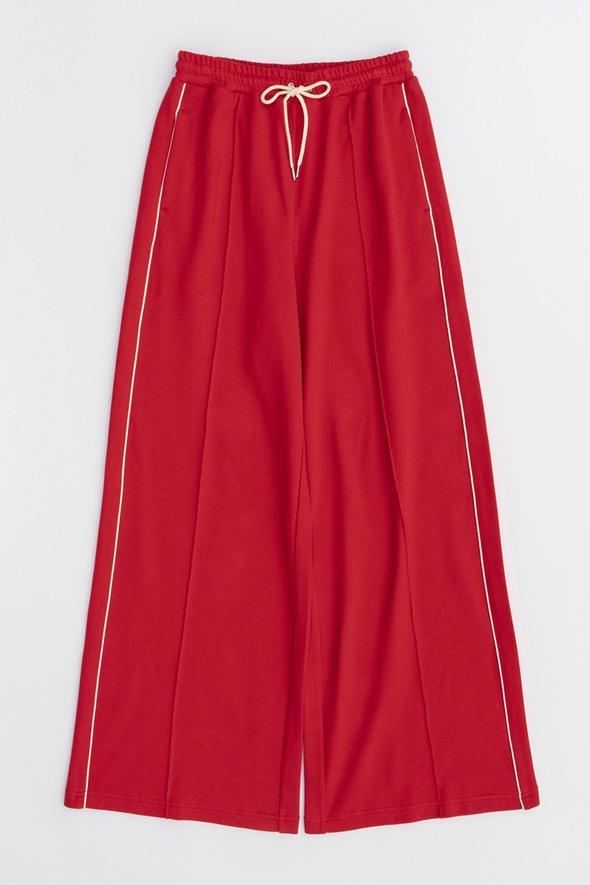【メゾンスペシャル/MAISON SPECIAL】のSide Line Pique Knitting Wide Pants/サイドラインカノコワイドパンツ インテリア・キッズ・メンズ・レディースファッション・服の通販 founy(ファニー) 　ファッション　Fashion　レディースファッション　Fashion for Women　パンツ　Pants & Trousers　ストレート　Straight, Straight Cut　スポーティ　Sporty, Casual Athletic　ワイド　Wide, Wide Fit　夏　Summer　鹿の子　Piqué, Kanoko Fabric　RED(レッド)|ID: prp329100003977812 ipo3291000000032820285