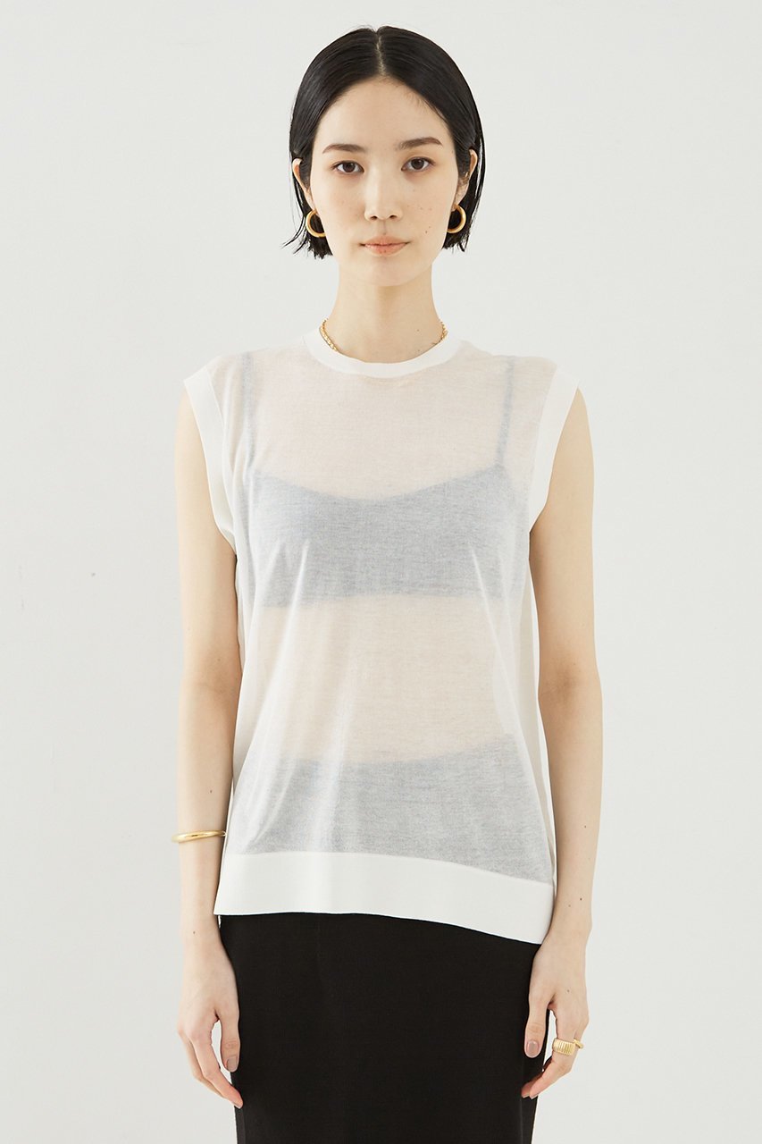 【ザ ストア バイ シー/THE STORE by C】のシアーニットノースリーブプルオーバー 人気、トレンドファッション・服の通販 founy(ファニー) 　ファッション　Fashion　レディースファッション　WOMEN　トップス・カットソー　Tops/Tshirt　ニット　Knit Tops　キャミソール / ノースリーブ　No Sleeves　プルオーバー　Pullover　おすすめ　Recommend　スリット　Slit　センター　Center　人気　Popularity　別注　Special Order　夏　Summer　other-4|ID: prp329100003979159 ipo3291000000031454297