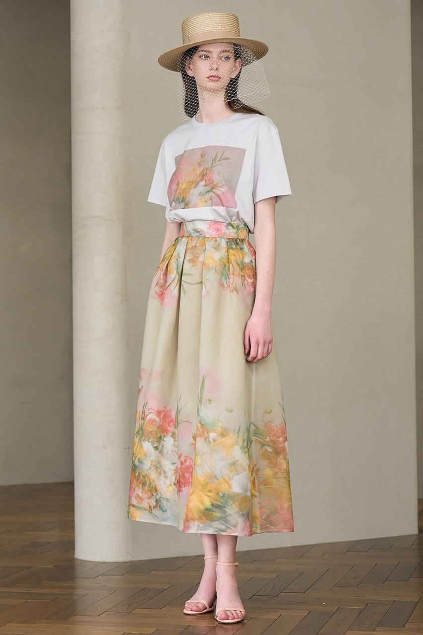 【アナイ/ANAYI】のコットン天竺フラワープリントTシャツ 人気、トレンドファッション・服の通販 founy(ファニー) 　ファッション　Fashion　レディースファッション　WOMEN　トップス・カットソー　Tops/Tshirt　シャツ/ブラウス　Shirts/Blouses　ロング / Tシャツ　T-Shirts　カットソー　Cut and Sewn　花柄・フラワープリント・モチーフ　Flower Patterns　なめらか　Smooth　エレガント 上品　Elegant　ショート　Short　スリーブ　Sleeve　バランス　Balance　フラワー　Flower　プリント　Print　ミックス　Mix　リアル　Real　リラックス　Relax　other-5|ID: prp329100003980909 ipo3291000000031328567