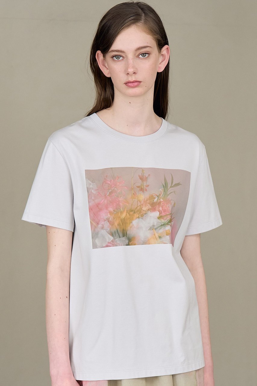 【アナイ/ANAYI】のコットン天竺フラワープリントTシャツ 人気、トレンドファッション・服の通販 founy(ファニー) 　ファッション　Fashion　レディースファッション　WOMEN　トップス・カットソー　Tops/Tshirt　シャツ/ブラウス　Shirts/Blouses　ロング / Tシャツ　T-Shirts　カットソー　Cut and Sewn　花柄・フラワープリント・モチーフ　Flower Patterns　なめらか　Smooth　エレガント 上品　Elegant　ショート　Short　スリーブ　Sleeve　バランス　Balance　フラワー　Flower　プリント　Print　ミックス　Mix　リアル　Real　リラックス　Relax　other-8|ID: prp329100003980909 ipo3291000000031328570