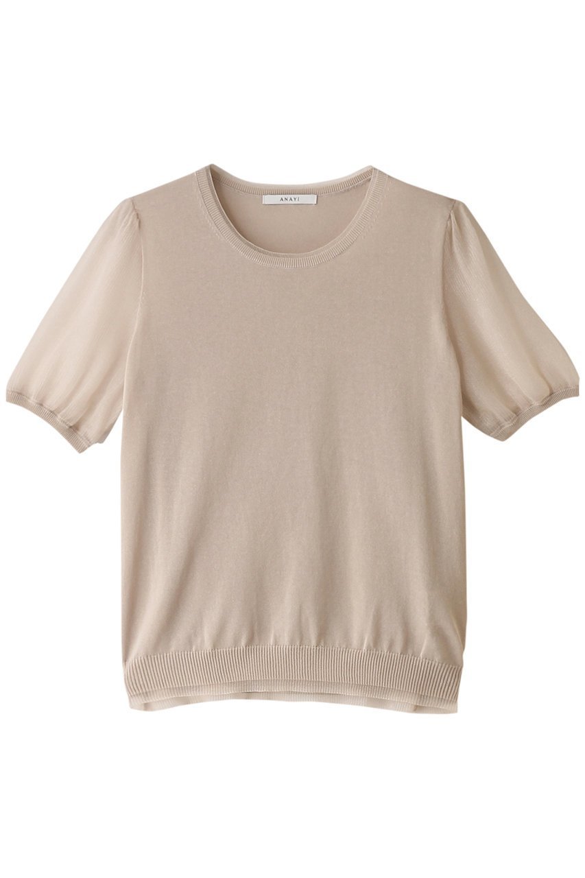 【アナイ/ANAYI】のシアースリーブ7クループルオーバー インテリア・キッズ・メンズ・レディースファッション・服の通販 founy(ファニー) 　ファッション　Fashion　レディースファッション　Fashion for Women　トップス・カットソー　Cut & Sew Tops　ニット　Knit Tops & Sweaters　カジュアルプルオーバー・ニットトップス　Pullovers & Knit Tops / Casual Pullovers　おすすめ　Recommended / Our Picks　ベージュ|ID: prp329100003980954 ipo3291000000032945632