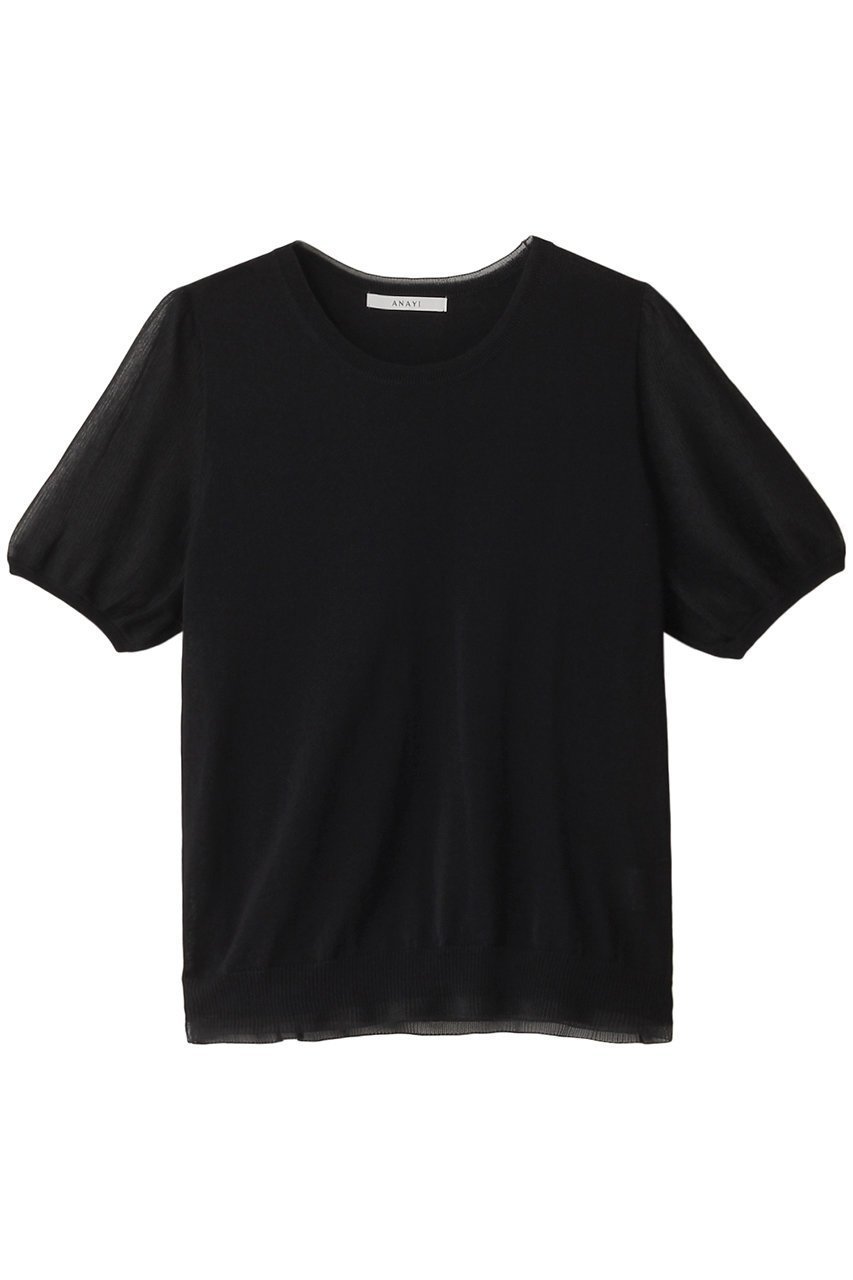 【アナイ/ANAYI】のシアースリーブ7クループルオーバー インテリア・キッズ・メンズ・レディースファッション・服の通販 founy(ファニー) 　ファッション　Fashion　レディースファッション　Fashion for Women　トップス・カットソー　Cut & Sew Tops　ニット　Knit Tops & Sweaters　カジュアルプルオーバー・ニットトップス　Pullovers & Knit Tops / Casual Pullovers　おすすめ　Recommended / Our Picks　ブラック|ID: prp329100003980954 ipo3291000000032945637