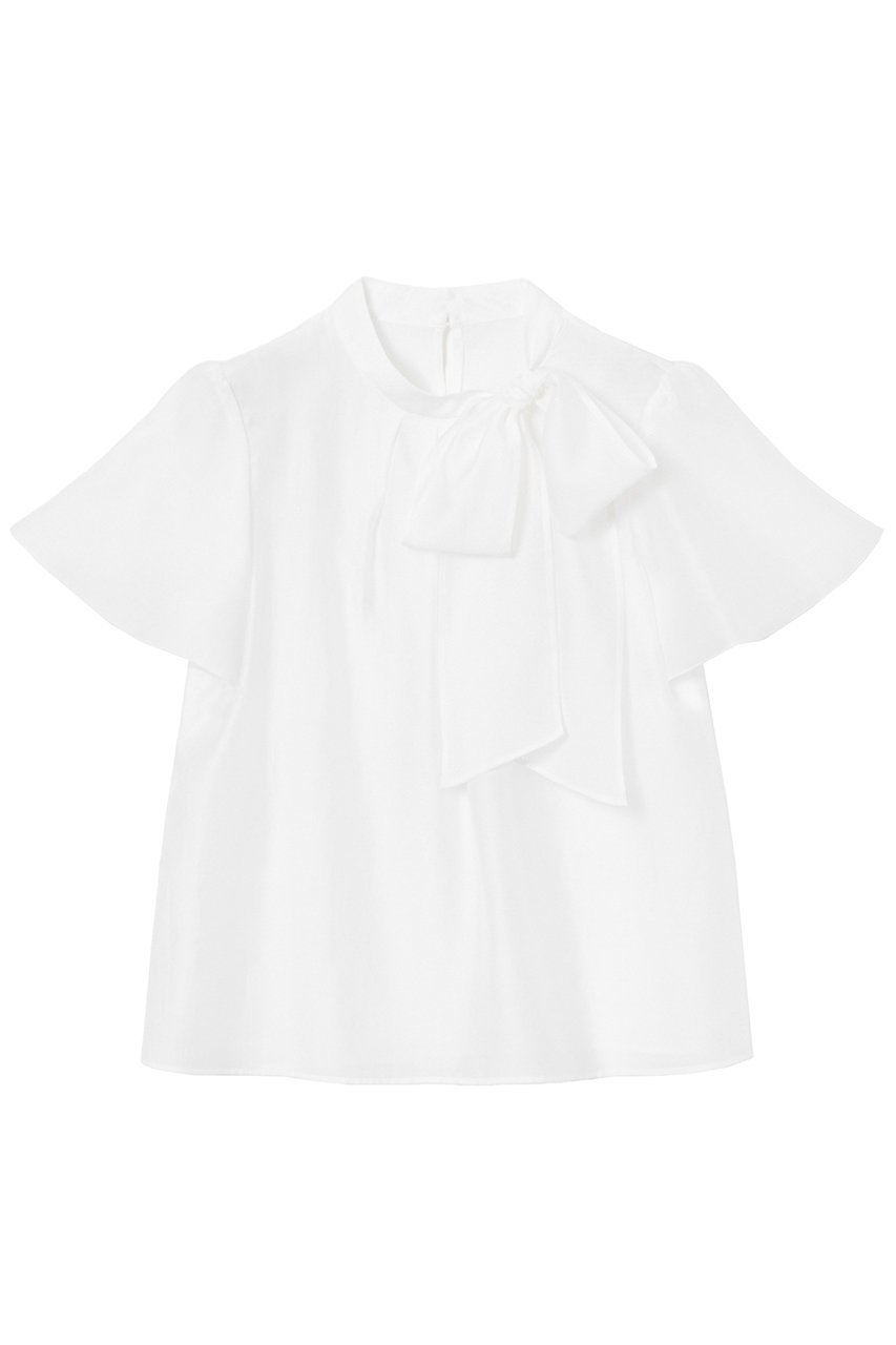 【アナイ/ANAYI】のシアーオーガンジーボウタイ ブラウス 人気、トレンドファッション・服の通販 founy(ファニー) 　ファッション　Fashion　レディースファッション　Fashion for Women　トップス・カットソー　Cut & Sew Tops　シャツ・ブラウス・オフィスカジュアル　Elegant Blouses & Button-Ups　おすすめ　Recommended / Our Picks　オーガンジー　Organza Fabric　ショート　Short, Short Length　シンプル　Simple, Minimal　スタンド　Stand Collar, Upright Stand　スリーブ　Sleeve, Long Sleeve / Short Sleeve　フレアースリーブ　Flared Sleeve, Bell Sleeve　半袖　Short Sleeve, Half Sleeve　夏　Summer　春　Spring　 other-1|ID: prp329100003980974 ipo3291000000032908087