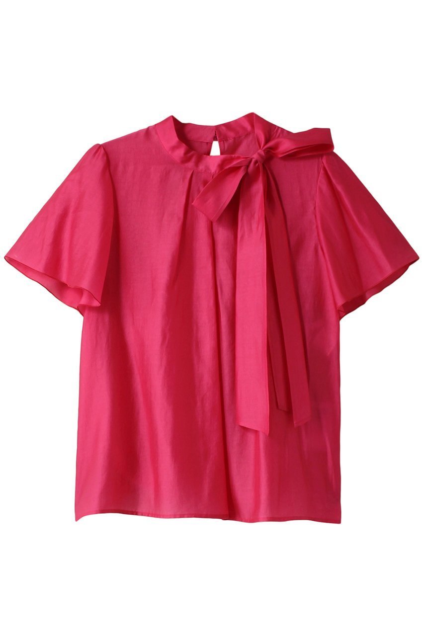 【アナイ/ANAYI】のシアーオーガンジーボウタイ ブラウス インテリア・キッズ・メンズ・レディースファッション・服の通販 founy(ファニー) ファッション Fashion レディースファッション Fashion for Women トップス・カットソー Cut & Sew Tops シャツ・ブラウス・オフィスカジュアル Elegant Blouses & Button-Ups おすすめ Recommended / Our Picks オーガンジー Organza Fabric ショート Short, Short Length シンプル Simple, Minimal スタンド Stand Collar, Upright Stand スリーブ Sleeve, Long Sleeve / Short Sleeve フレアースリーブ Flared Sleeve, Bell Sleeve 半袖 Short Sleeve, Half Sleeve 夏 Summer 春 Spring ピンク|ID: prp329100003980974 ipo3291000000035950322