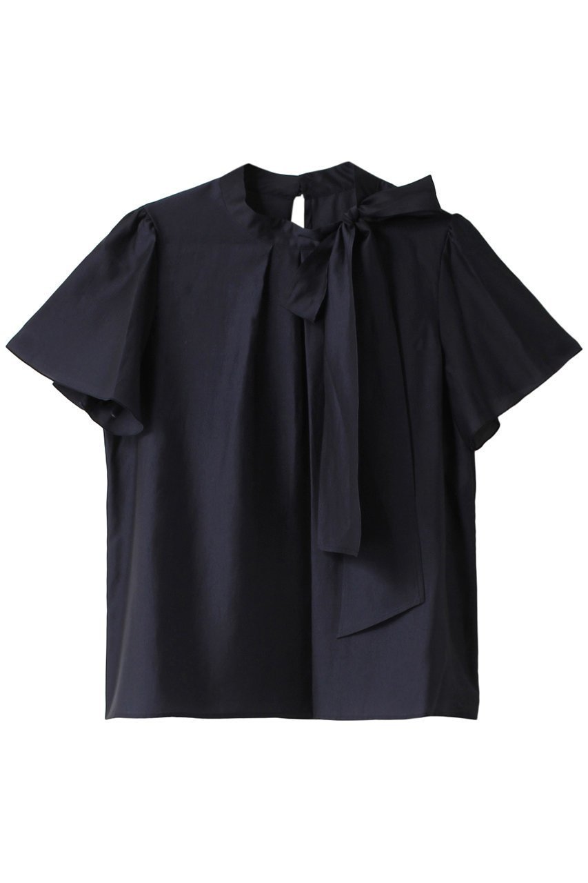 【アナイ/ANAYI】のシアーオーガンジーボウタイ ブラウス インテリア・キッズ・メンズ・レディースファッション・服の通販 founy(ファニー) ファッション Fashion レディースファッション Fashion for Women トップス・カットソー Cut & Sew Tops シャツ・ブラウス・オフィスカジュアル Elegant Blouses & Button-Ups おすすめ Recommended / Our Picks オーガンジー Organza Fabric ショート Short, Short Length シンプル Simple, Minimal スタンド Stand Collar, Upright Stand スリーブ Sleeve, Long Sleeve / Short Sleeve フレアースリーブ Flared Sleeve, Bell Sleeve 半袖 Short Sleeve, Half Sleeve 夏 Summer 春 Spring ネイビー|ID: prp329100003980974 ipo3291000000035950323