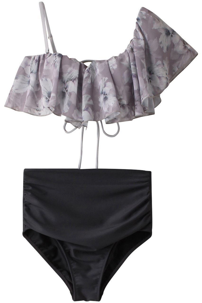【レイール/Reir】のOil Flower×無地ワンショル インテリア・キッズ・メンズ・レディースファッション・服の通販 founy(ファニー) 　ファッション　Fashion　レディースファッション　Fashion for Women　水着　Swimwear　レディース水着・ビーチウェア　Swimwear & Beachwear　ショルダー　Shoulder, Shoulder Strap　ショーツ　Shorts, Short Pants　シンプル　Simple, Minimal　スポーツ　Sports, Activewear　フィット　Fit, Slim Fit　フェミニン　Feminine, Girly　フラワー　Flower, Floral　フリル　Frill, Ruffle　プリント　Print, Printed Pattern　ワンショル　One Shoulder, Asymmetrical　エレガント 上品　Elegant　水着　Swimsuit, Swimwear　無地　Plain, Solid Color　グレー|ID: prp329100003982316 ipo3291000000036110754