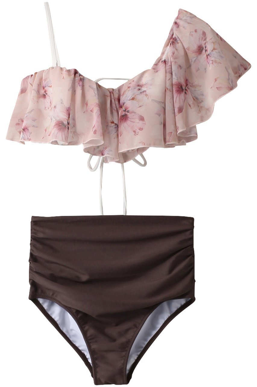 【レイール/Reir】のOil Flower×無地ワンショル インテリア・キッズ・メンズ・レディースファッション・服の通販 founy(ファニー) 　ファッション　Fashion　レディースファッション　Fashion for Women　水着　Swimwear　レディース水着・ビーチウェア　Swimwear & Beachwear　ショルダー　Shoulder, Shoulder Strap　ショーツ　Shorts, Short Pants　シンプル　Simple, Minimal　スポーツ　Sports, Activewear　フィット　Fit, Slim Fit　フェミニン　Feminine, Girly　フラワー　Flower, Floral　フリル　Frill, Ruffle　プリント　Print, Printed Pattern　ワンショル　One Shoulder, Asymmetrical　エレガント 上品　Elegant　水着　Swimsuit, Swimwear　無地　Plain, Solid Color　ピンク|ID: prp329100003982316 ipo3291000000036110755