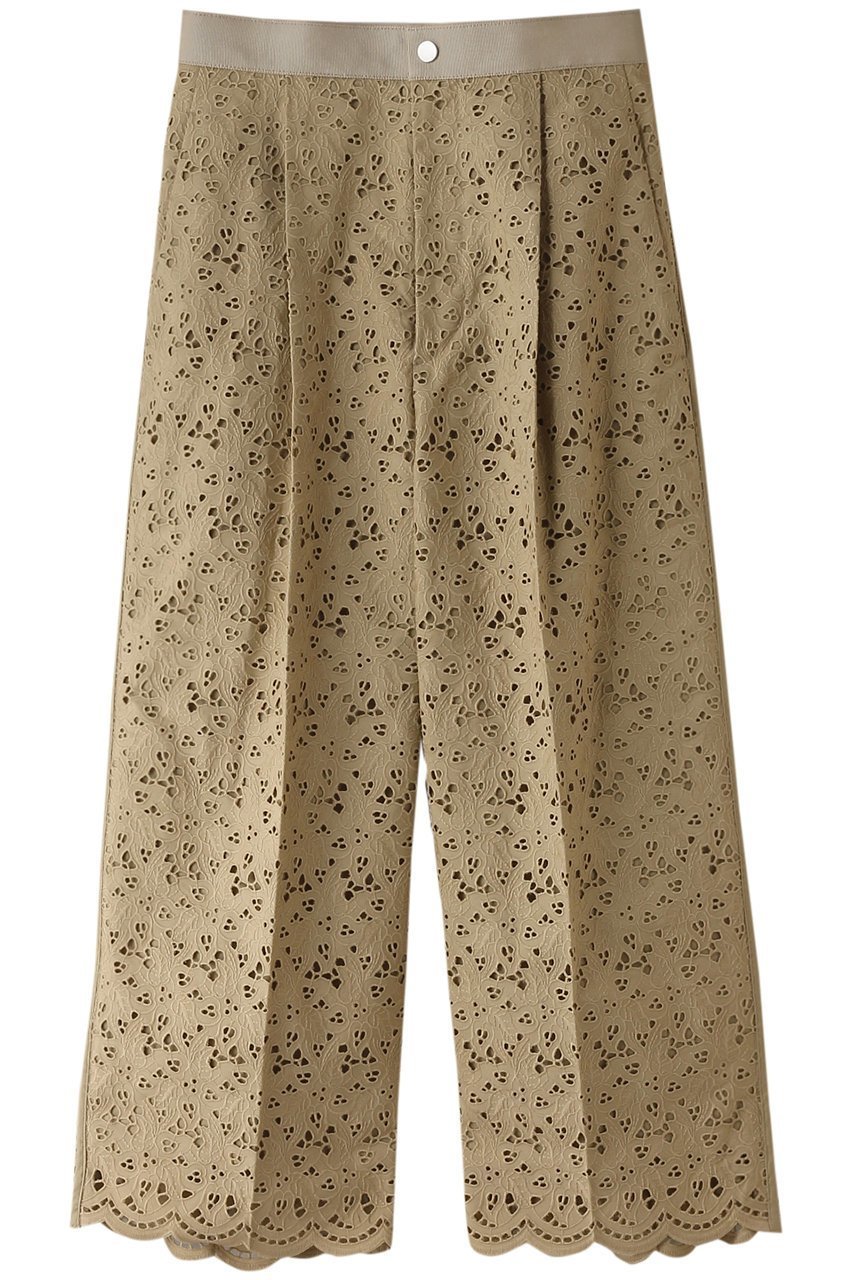 【デパリエ/DEPAREILLE】のコットンエンブロイダリーパンツ インテリア・キッズ・メンズ・レディースファッション・服の通販 founy(ファニー) 　ファッション　Fashion　レディースファッション　Fashion for Women　パンツ　Pants & Trousers　エレガント 上品　Elegant　クロップド　Cropped, Short Length　ファブリック　Fabric, Textile　夏　Summer　ベージュ|ID: prp329100003982349 ipo3291000000036542352