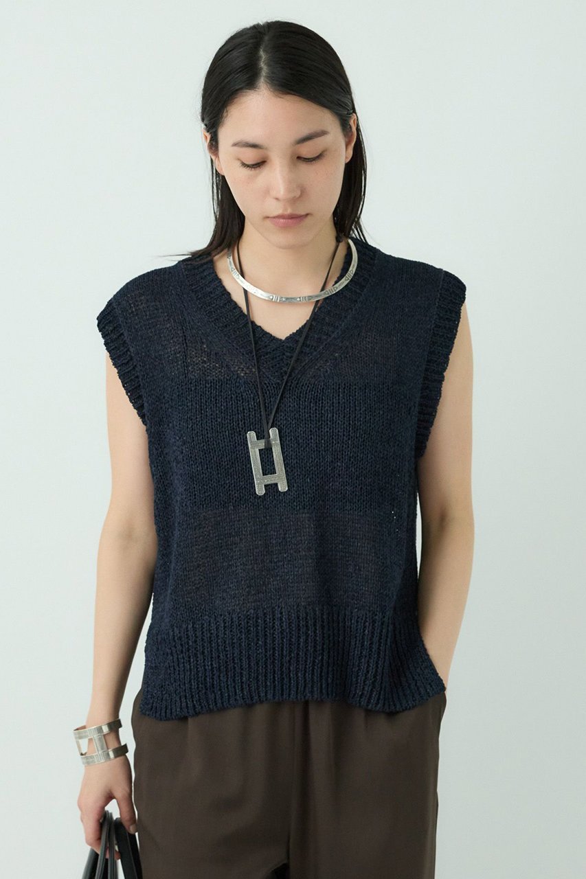 【カオス/Chaos】のフィラージニットベスト インテリア・キッズ・メンズ・レディースファッション・服の通販 founy(ファニー) 　ファッション　Fashion　レディースファッション　Fashion for Women　トップス・カットソー　Cut & Sew Tops　ニット　Knit Tops & Sweaters　ベスト&ジレ / 重ね着スタイル　Vests & Gilets　カジュアルプルオーバー・ニットトップス　Pullovers & Knit Tops / Casual Pullovers　カットソー　Cut and Sewn Top　スリット　Slit, Slit Detail　ベスト　Vest, Waistcoat　吸水　Absorbent, Quick-Dry　夏　Summer　ネイビー|ID: prp329100003983702 ipo3291000000032941002