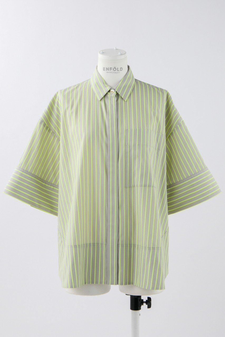 【エンフォルド/ENFOLD】のNeon Stripe 立体5分袖 SH/シャツ 人気、トレンドファッション・服の通販 founy(ファニー) 　ファッション　Fashion　レディースファッション　WOMEN　トップス・カットソー　Tops/Tshirt　シャツ/ブラウス　Shirts/Blouses　ショート　Short　スタイリッシュ　Stylish　ストライプ　Stripe　スリーブ　Sleeve　トレンド　Trend　ネオン　Neon　 other-1|ID: prp329100003987982 ipo3291000000026322555