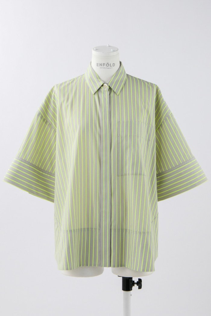 【エンフォルド/ENFOLD】のNeon Stripe 立体5分袖 SH/シャツ インテリア・キッズ・メンズ・レディースファッション・服の通販 founy(ファニー) https://founy.com/ ファッション Fashion レディースファッション Fashion for Women トップス・カットソー Cut & Sew Tops シャツ・ブラウス・オフィスカジュアル Elegant Blouses & Button-Ups ショート Short, Short Length スタイリッシュ Stylish, Fashionable ストライプ Stripe, Striped Pattern スリーブ Sleeve, Long Sleeve / Short Sleeve トレンド Trend, Trending Now ネオン Neon, Neon Color |ID: prp329100003987982 ipo3291000000032909081