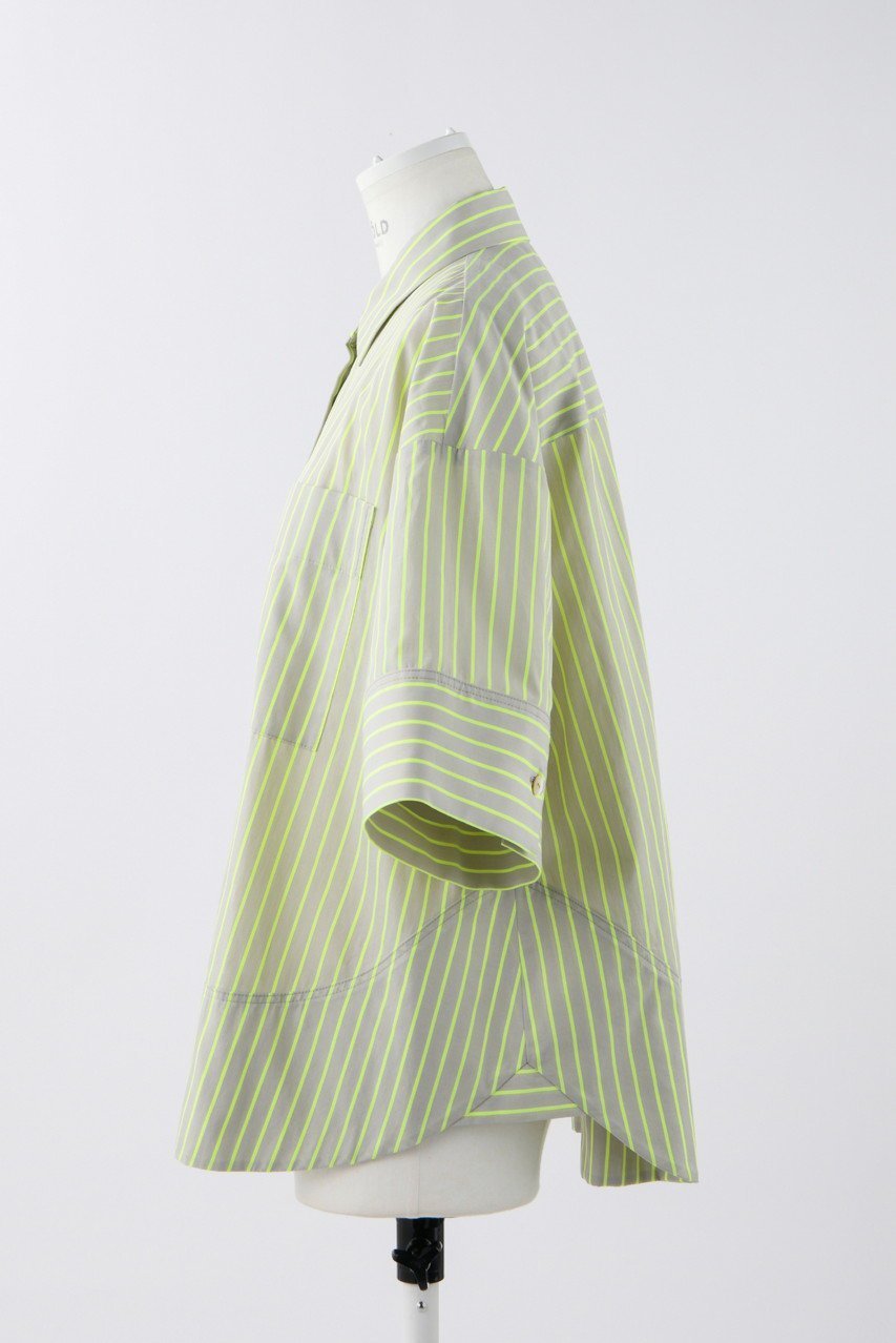 【エンフォルド/ENFOLD】のNeon Stripe 立体5分袖 SH/シャツ 人気、トレンドファッション・服の通販 founy(ファニー) 　ファッション　Fashion　レディースファッション　Fashion for Women　トップス・カットソー　Cut & Sew Tops　シャツ・ブラウス・オフィスカジュアル　Elegant Blouses & Button-Ups　ショート　Short, Short Length　スタイリッシュ　Stylish, Fashionable　ストライプ　Stripe, Striped Pattern　スリーブ　Sleeve, Long Sleeve / Short Sleeve　トレンド　Trend, Trending Now　ネオン　Neon, Neon Color　other-2|ID: prp329100003987982 ipo3291000000032909086