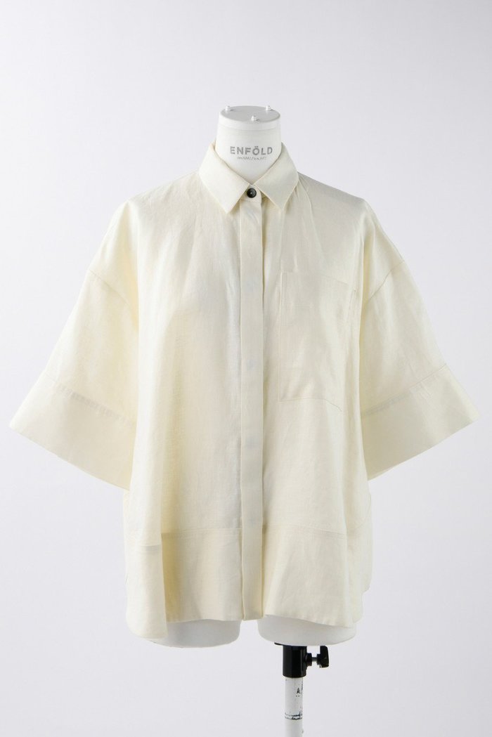 【エンフォルド/ENFOLD】のSoft Linen 立体5分袖 SH/シャツ インテリア・キッズ・メンズ・レディースファッション・服の通販 founy(ファニー) https://founy.com/ ファッション Fashion レディースファッション Fashion for Women トップス・カットソー Cut & Sew Tops シャツ・ブラウス・オフィスカジュアル Elegant Blouses & Button-Ups ショート Short, Short Length スリーブ Sleeve, Long Sleeve / Short Sleeve リネン Linen, Linen Fabric |ID: prp329100003987984 ipo3291000000032909094