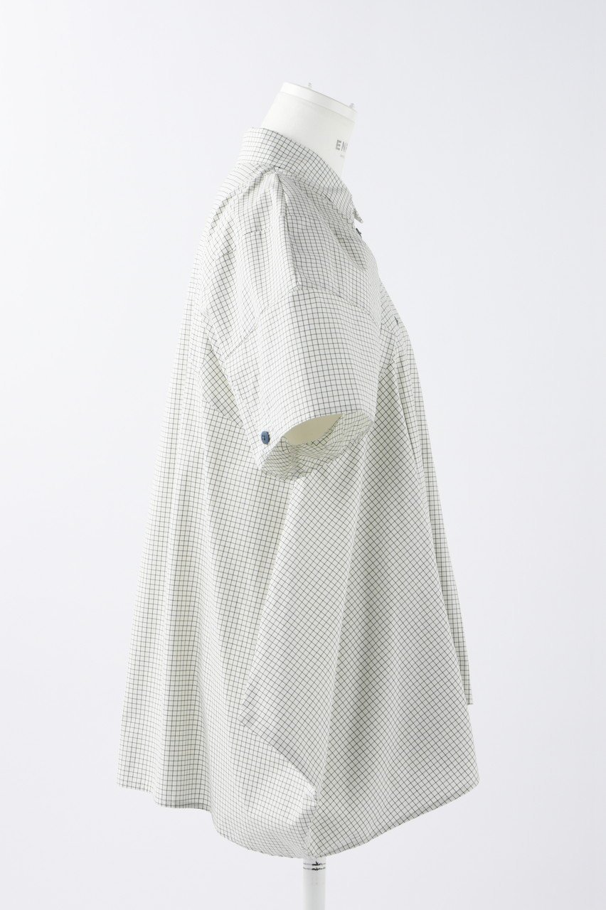 【エンフォルド/ENFOLD】のグラフチェック シルエット SH/シャツ 人気、トレンドファッション・服の通販 founy(ファニー) 　ファッション　Fashion　レディースファッション　Fashion for Women　トップス・カットソー　Cut & Sew Tops　シャツ・ブラウス・オフィスカジュアル　Elegant Blouses & Button-Ups　ショート　Short, Short Length　スリーブ　Sleeve, Long Sleeve / Short Sleeve　チェック　Check, Plaid, Tartan　パターン　Pattern, Design Print　ピーチ　Peach, Soft Touch　other-4|ID: prp329100003987991 ipo3291000000032909124