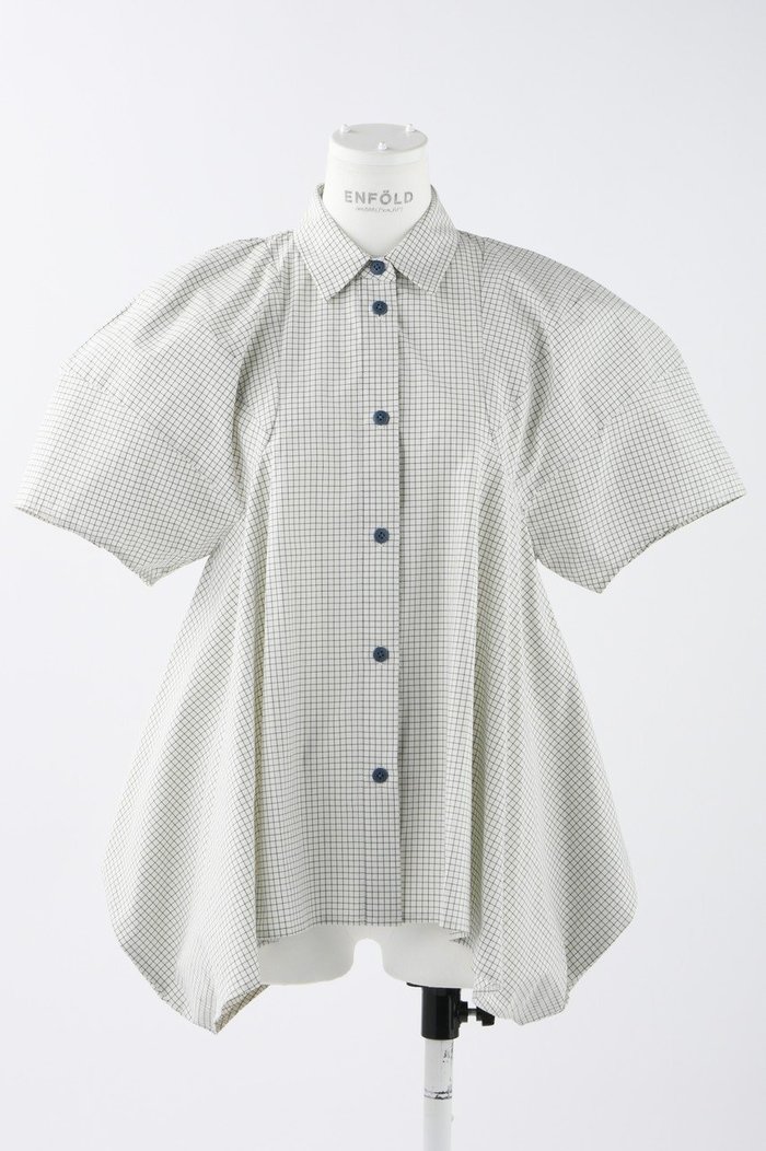 【エンフォルド/ENFOLD】のグラフチェック シルエット SH/シャツ インテリア・キッズ・メンズ・レディースファッション・服の通販 founy(ファニー) https://founy.com/ ファッション Fashion レディースファッション Fashion for Women トップス・カットソー Cut & Sew Tops シャツ・ブラウス・オフィスカジュアル Elegant Blouses & Button-Ups ショート Short, Short Length スリーブ Sleeve, Long Sleeve / Short Sleeve チェック Check, Plaid, Tartan パターン Pattern, Design Print ピーチ Peach, Soft Touch |ID: prp329100003987991 ipo3291000000036401272