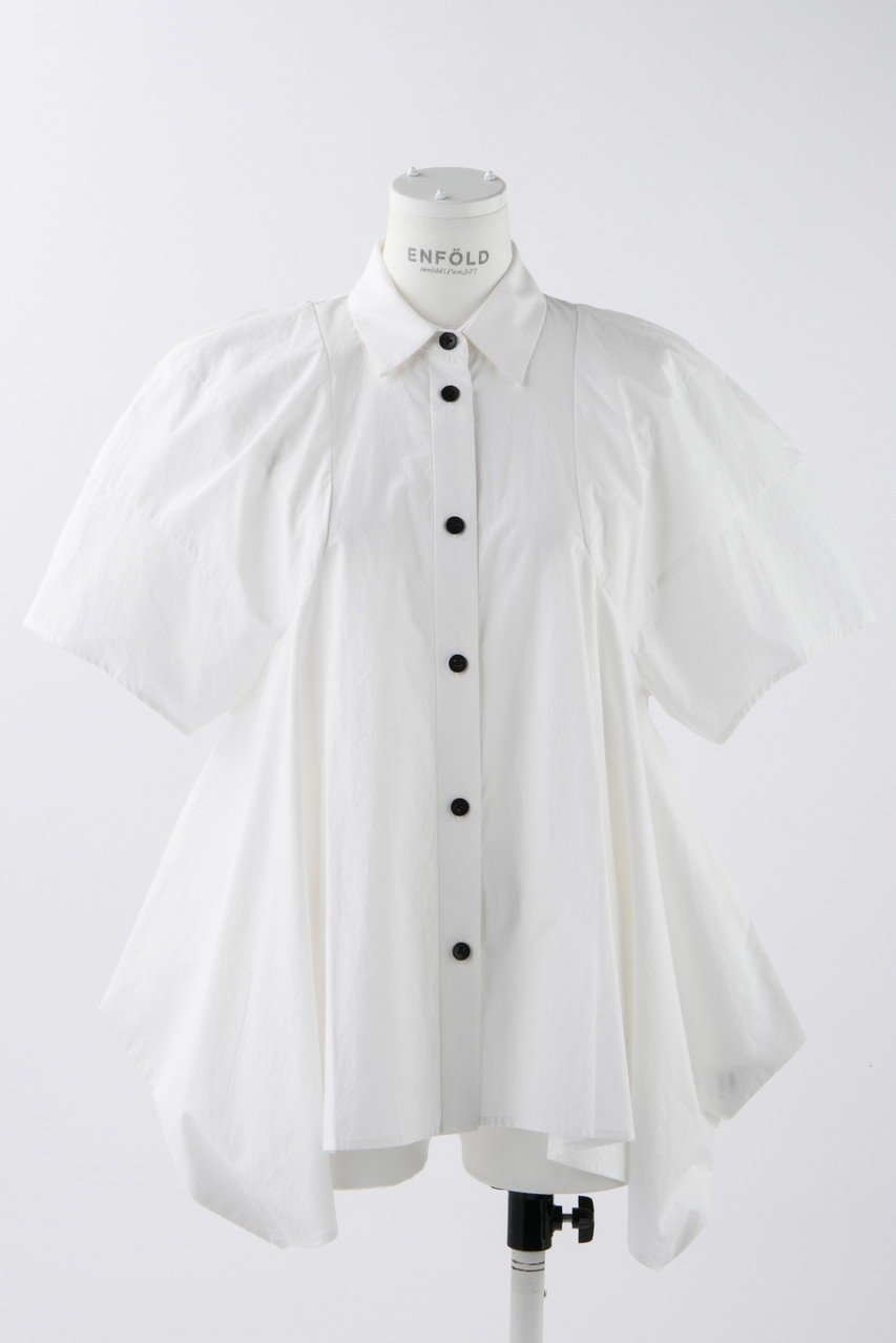 【エンフォルド/ENFOLD】のWashedタイプライター シルエット SH/シャツ インテリア・キッズ・メンズ・レディースファッション・服の通販 founy(ファニー) 　ファッション　Fashion　レディースファッション　Fashion for Women　トップス・カットソー　Cut & Sew Tops　シャツ・ブラウス・オフィスカジュアル　Elegant Blouses & Button-Ups　ショート　Short, Short Length　スリーブ　Sleeve, Long Sleeve / Short Sleeve　タイプライター　Typewriter Fabric, Crisp Cotton　パターン　Pattern, Design Print　ホワイト|ID: prp329100003987993 ipo3291000000032909132