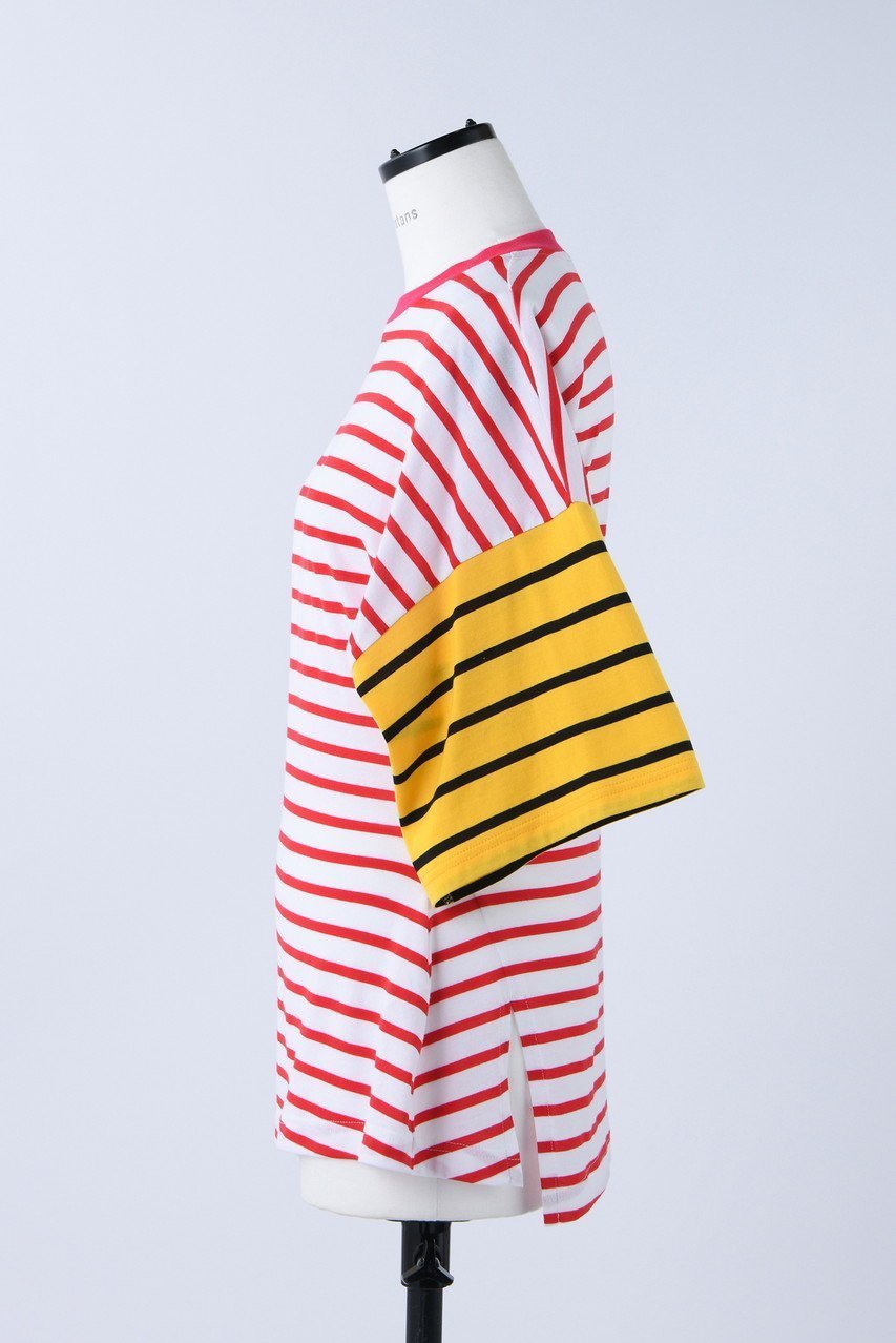 【ナゴンスタンス/nagonstans】のMix Border Shape Loose T/SH Tシャツ 人気、トレンドファッション・服の通販 founy(ファニー) 　ファッション　Fashion　レディースファッション　WOMEN　トップス・カットソー　Tops/Tshirt　シャツ/ブラウス　Shirts/Blouses　ロング / Tシャツ　T-Shirts　カットソー　Cut and Sewn　シェイプ　Shape　ショート　Short　スリット　Slit　スリーブ　Sleeve　バランス　Balance　ボーダー　Border　ルーズ　Loose　other-2|ID: prp329100003988002 ipo3291000000031453832
