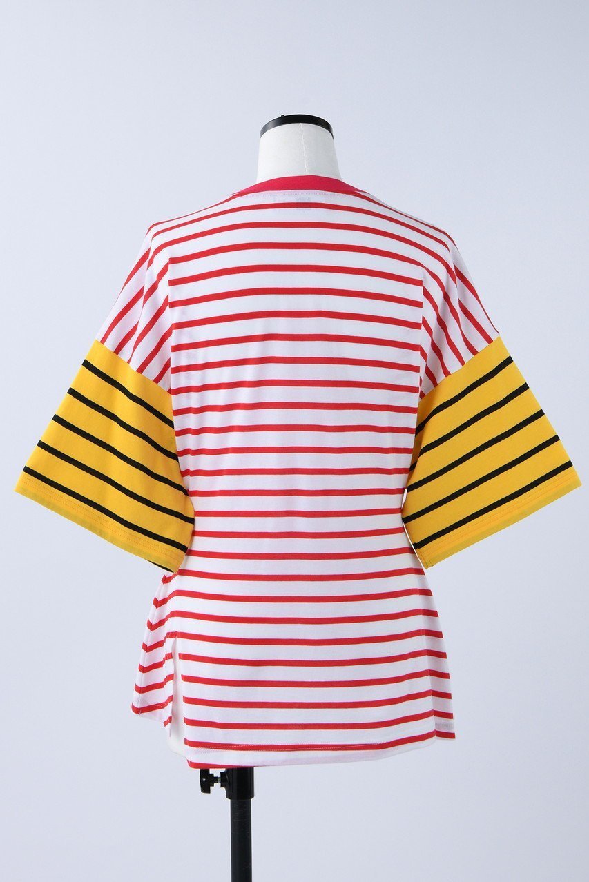 【ナゴンスタンス/nagonstans】のMix Border Shape Loose T/SH Tシャツ 人気、トレンドファッション・服の通販 founy(ファニー) 　ファッション　Fashion　レディースファッション　WOMEN　トップス・カットソー　Tops/Tshirt　シャツ/ブラウス　Shirts/Blouses　ロング / Tシャツ　T-Shirts　カットソー　Cut and Sewn　シェイプ　Shape　ショート　Short　スリット　Slit　スリーブ　Sleeve　バランス　Balance　ボーダー　Border　ルーズ　Loose　other-3|ID: prp329100003988002 ipo3291000000031453833