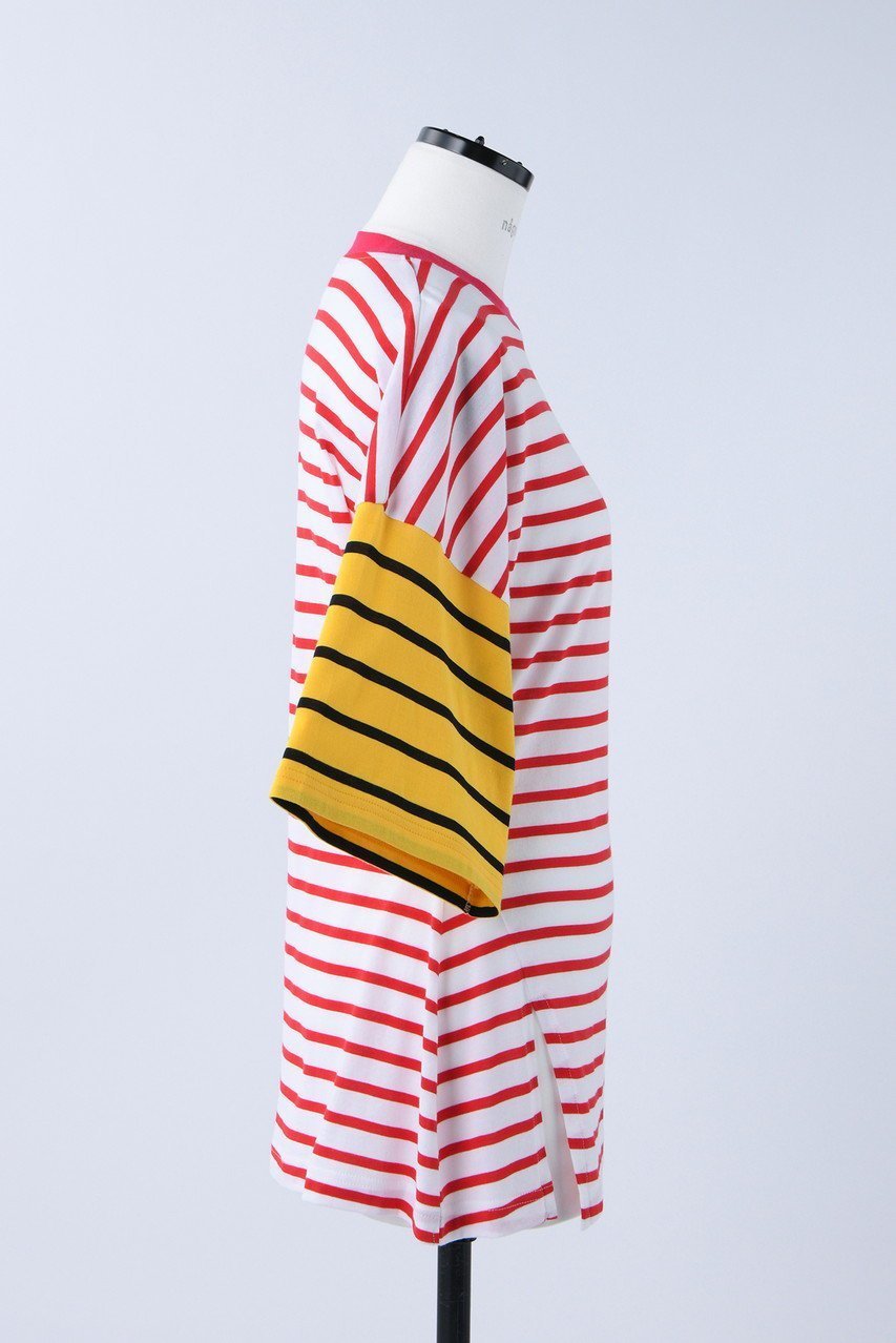 【ナゴンスタンス/nagonstans】のMix Border Shape Loose T/SH Tシャツ 人気、トレンドファッション・服の通販 founy(ファニー) 　ファッション　Fashion　レディースファッション　WOMEN　トップス・カットソー　Tops/Tshirt　シャツ/ブラウス　Shirts/Blouses　ロング / Tシャツ　T-Shirts　カットソー　Cut and Sewn　シェイプ　Shape　ショート　Short　スリット　Slit　スリーブ　Sleeve　バランス　Balance　ボーダー　Border　ルーズ　Loose　other-4|ID: prp329100003988002 ipo3291000000031453834