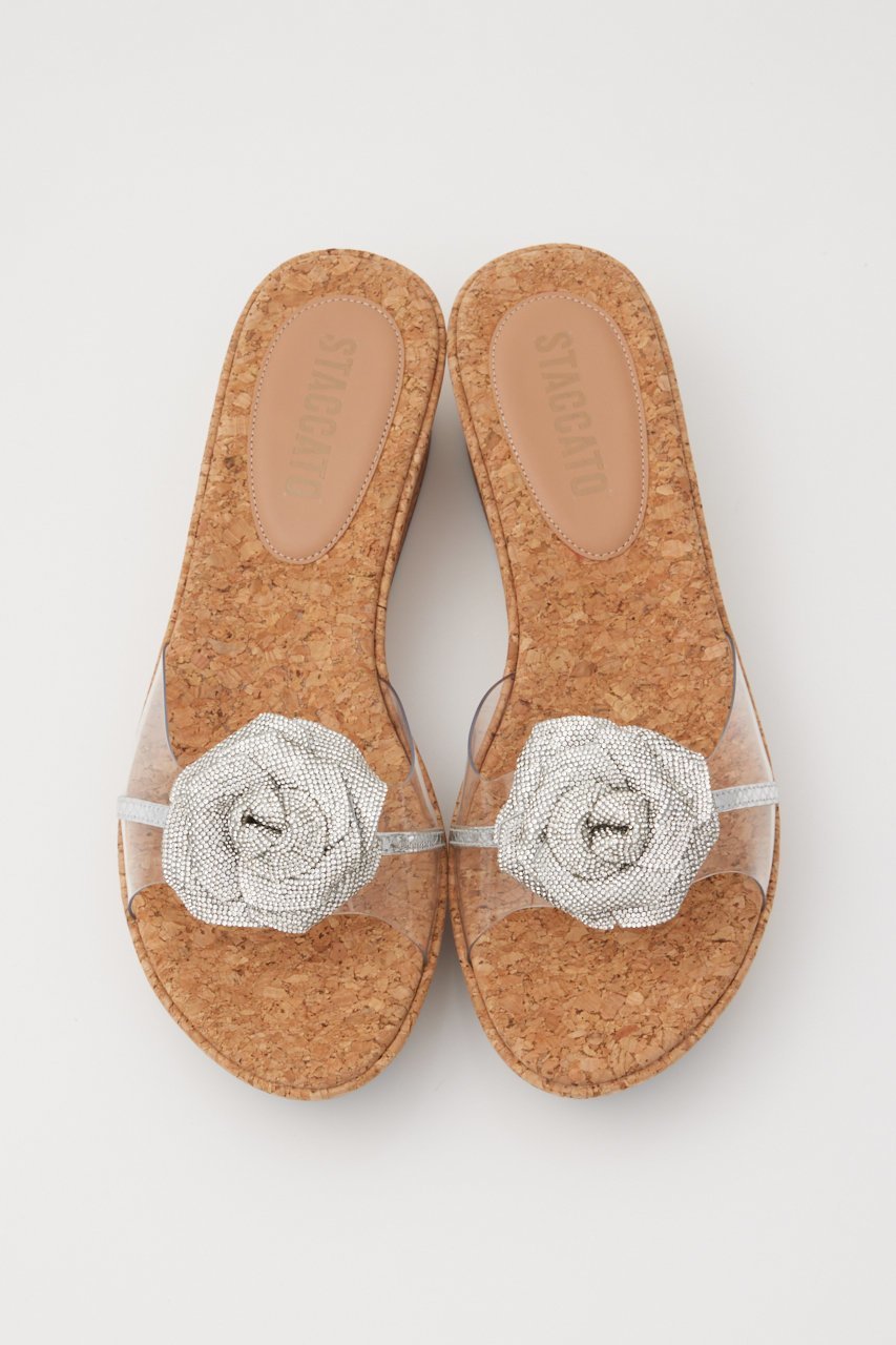 【スタッカート/STACCATO】のローズディバインコルクプラット 人気、トレンドファッション・服の通販 founy(ファニー) 　ファッション　Fashion　レディースファッション　Fashion for Women　クリスタル　Crystal, Swarovski　コルク　Cork, Cork Material　サンダル　Sandals, Summer Shoes　シューズ　Shoes, Footwear　ストーン　Stone, Gem-Like　フラット　Flat, Flat Shoes　モチーフ　Motif, Design Theme　ローズ　Rose, Rose Motif　人気　Popular, Best Seller　吸水　Absorbent, Quick-Dry　軽量　Lightweight, Ultra Light　 other-1|ID: prp329100003988018 ipo3291000000034940661