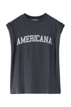 【アメリカーナ/Americana】のコットン ベルギーリネン天竺 ロールアップ Tシャツ スミクロ|ID:prp329100003988041