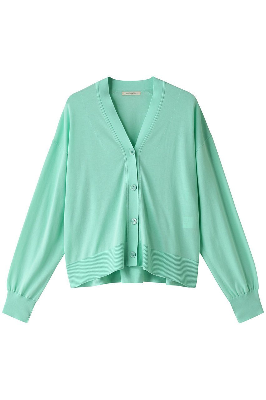 【デザイン ワークス/DESIGN WORKS】のVネックカーディガン インテリア・キッズ・メンズ・レディースファッション・服の通販 founy(ファニー) 　ファッション　Fashion　レディースファッション　Fashion for Women　トップス・カットソー　Cut & Sew Tops　ニット　Knit Tops & Sweaters　カーディガン・羽織り　Layered Style Cardigans　Vネックトップス　V-Neck Tops / V-Cut Neckline Shirts　カーディガン　Cardigan, Knitwear　バランス　Balance, Style Balance　夏　Summer　定番　Standard, Basic Item　春　Spring　S/S・春夏　SS, Spring/Summer, Warm Season　グリーン|ID: prp329100003988797 ipo3291000000034957422