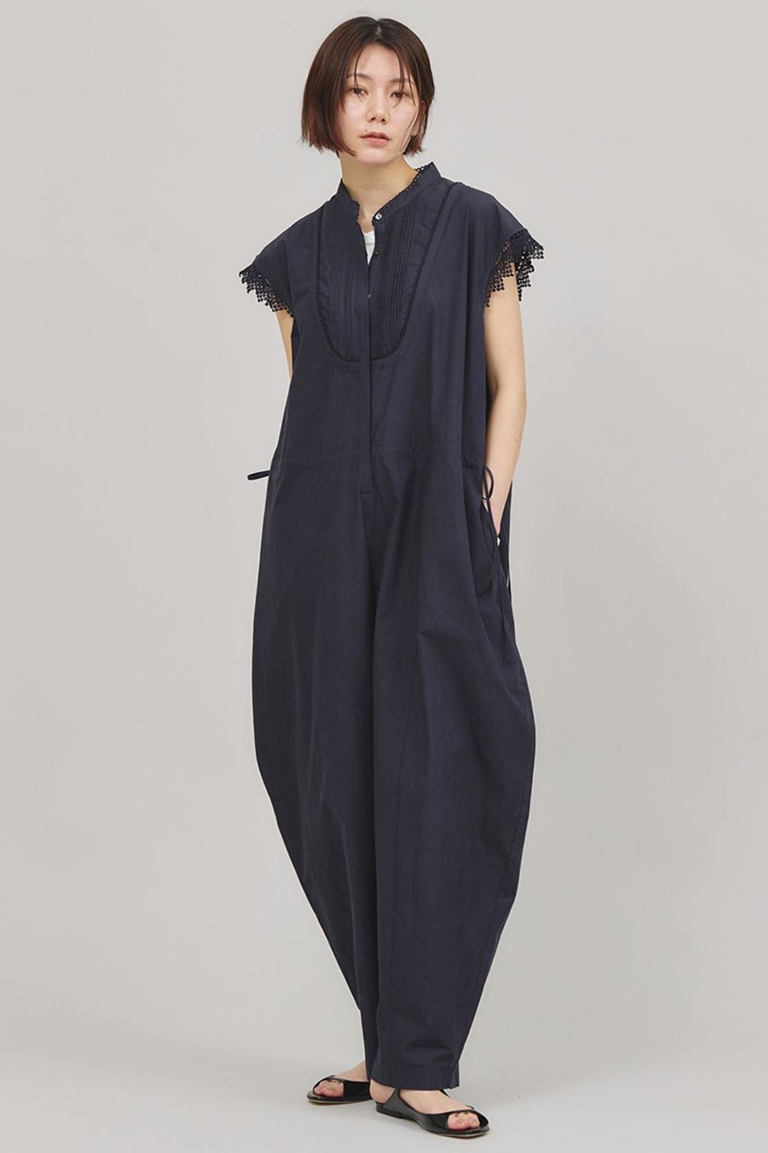 【カレンソロジー/Curensology】のコットンレースオールインワン インテリア・キッズ・メンズ・レディースファッション・服の通販 founy(ファニー) 　ファッション　Fashion　レディースファッション　Ladies' Fashion Online　パンツ　Pants　アクセサリー　Accessories　インド　India　ケミカル　Chemical　スタンド　Stand　ブラウジング　Browsing　ヨーク　Yoke　リラックス　Relax　レース　Race　夏　Summer　ネイビー|ID: prp329100003988828 ipo3291000000031617124