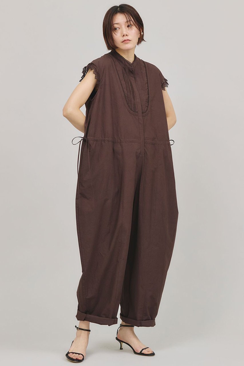 【カレンソロジー/Curensology】のコットンレースオールインワン インテリア・キッズ・メンズ・レディースファッション・服の通販 founy(ファニー) 　ファッション　Fashion　レディースファッション　Ladies' Fashion Online　パンツ　Pants　アクセサリー　Accessories　インド　India　ケミカル　Chemical　スタンド　Stand　ブラウジング　Browsing　ヨーク　Yoke　リラックス　Relax　レース　Race　夏　Summer　ブラウン|ID: prp329100003988828 ipo3291000000031874442