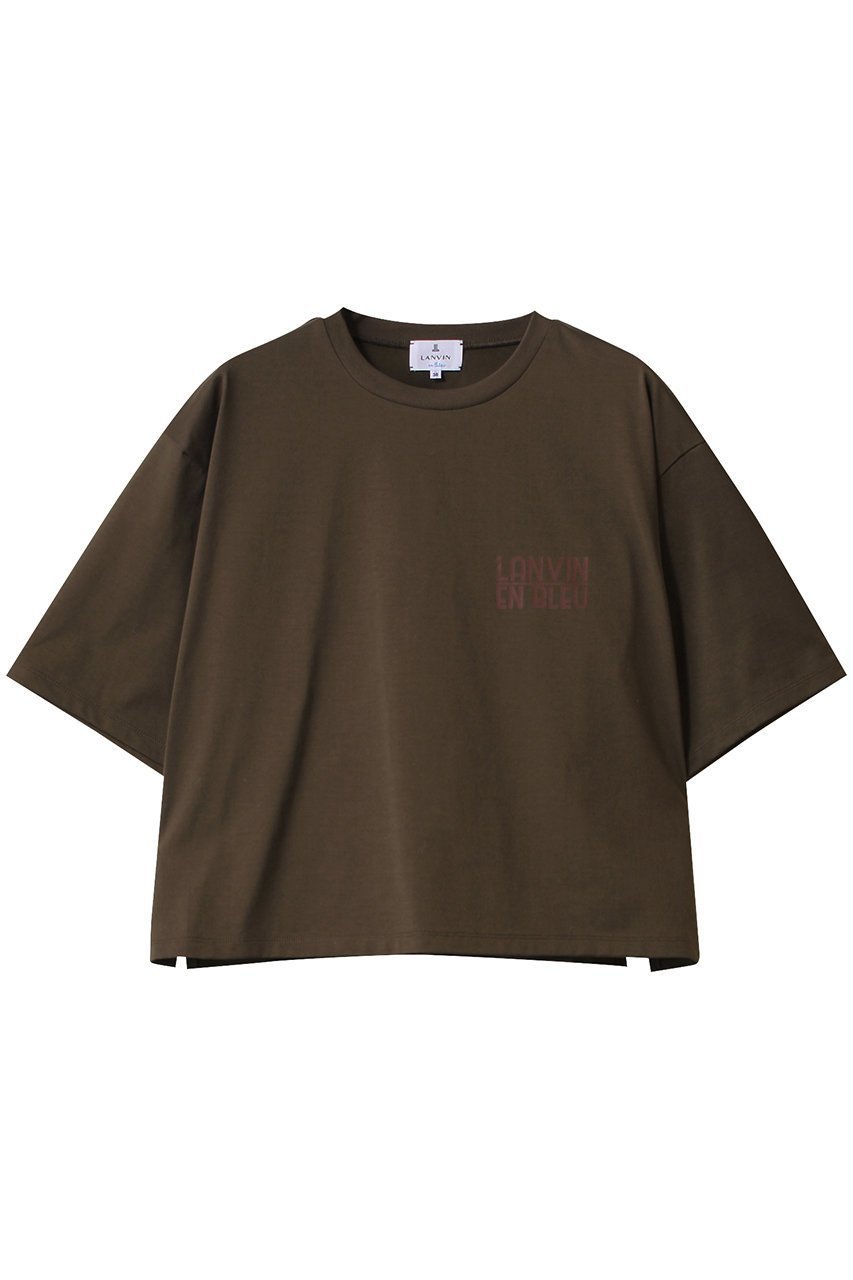 【ランバン オン ブルー/LANVIN en Bleu】のワンポイントロゴTシャツ 人気、トレンドファッション・服の通販 founy(ファニー) 　ファッション　Fashion　レディースファッション　WOMEN　トップス・カットソー　Tops/Tshirt　シャツ/ブラウス　Shirts/Blouses　ロング / Tシャツ　T-Shirts　カットソー　Cut and Sewn　クロップド　Cropped　ショート　Short　スリーブ　Sleeve　バランス　Balance　ワイド　Wide　ワンポイント　One Point　NEW・新作・新着・新入荷　New Arrivals　 other-1|ID: prp329100003990626 ipo3291000000030864652