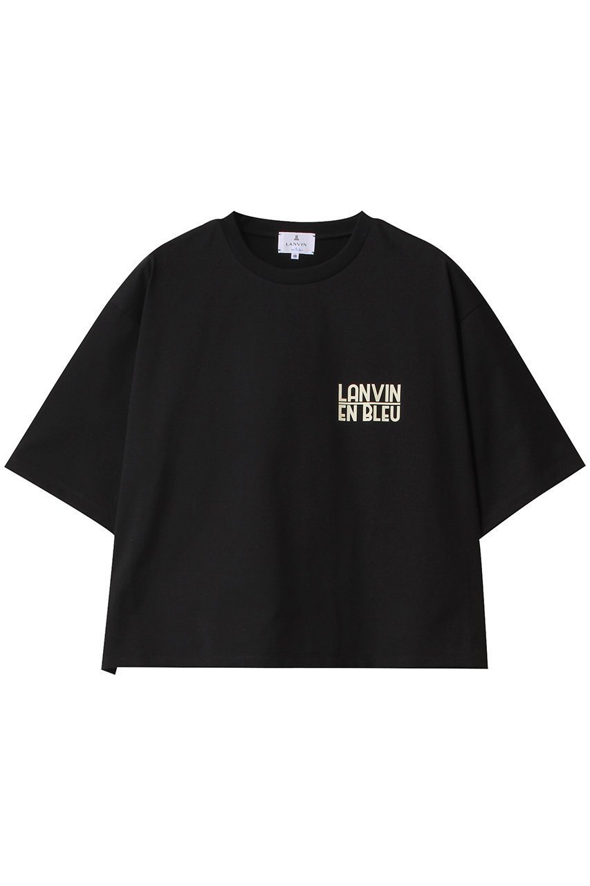 【ランバン オン ブルー/LANVIN en Bleu】のワンポイントロゴTシャツ インテリア・キッズ・メンズ・レディースファッション・服の通販 founy(ファニー) 　ファッション　Fashion　レディースファッション　WOMEN　トップス・カットソー　Tops/Tshirt　シャツ/ブラウス　Shirts/Blouses　ロング / Tシャツ　T-Shirts　カットソー　Cut and Sewn　クロップド　Cropped　ショート　Short　スリーブ　Sleeve　バランス　Balance　ワイド　Wide　ワンポイント　One Point　NEW・新作・新着・新入荷　New Arrivals　ブラック|ID: prp329100003990626 ipo3291000000030864656