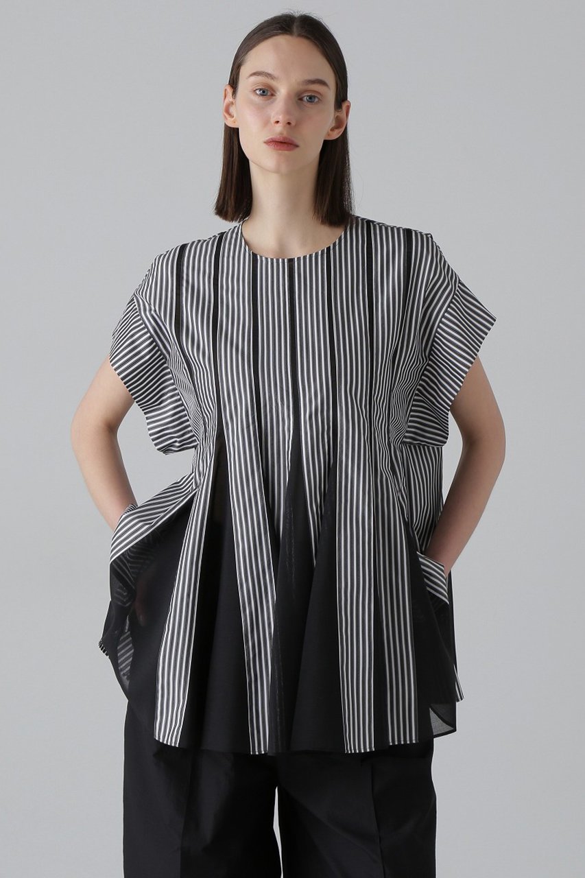【アドーア/ADORE】のクリアストライプブラウス インテリア・キッズ・メンズ・レディースファッション・服の通販 founy(ファウニー) 　ファッション　Fashion　レディースファッション　Fashion for Women　トップス・カットソー　Cut & Sew Tops　シャツ・ブラウス・オフィスカジュアル　Elegant Blouses & Button-Ups　シアー　Sheer, See-Through　ショート　Short, Short Length　シンプル　Simple, Minimal　ストライプ　Stripe, Striped Pattern　スリーブ　Sleeve, Long Sleeve / Short Sleeve　フォルム　Silhouette, Form　フレア　Flare, Flared　ボトム　Bottoms, Lower Wear　夏　Summer　春　Spring　S/S・春夏　SS, Spring/Summer, Warm Season　ブラック|ID: prp329100003990645 ipo3291000000036738287