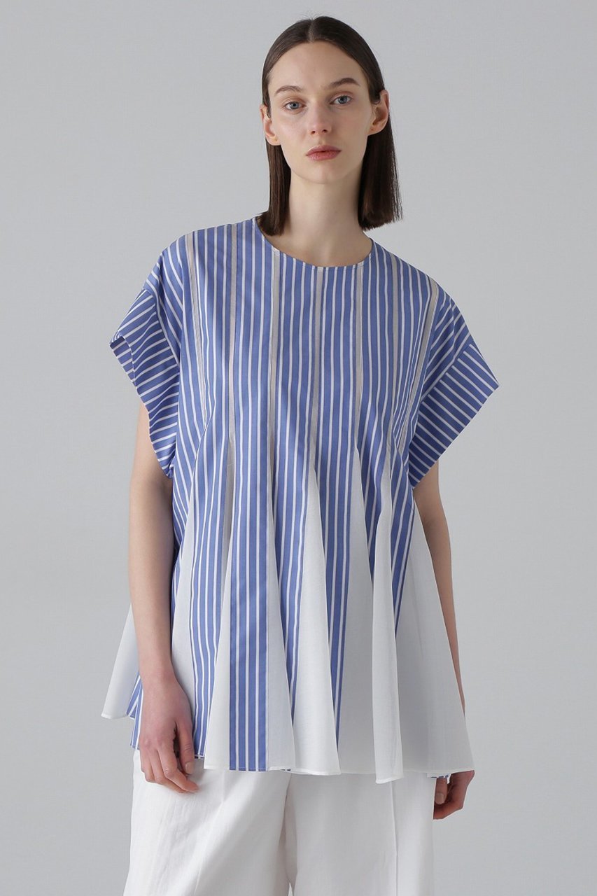 【アドーア/ADORE】のクリアストライプブラウス インテリア・キッズ・メンズ・レディースファッション・服の通販 founy(ファウニー) 　ファッション　Fashion　レディースファッション　Fashion for Women　トップス・カットソー　Cut & Sew Tops　シャツ・ブラウス・オフィスカジュアル　Elegant Blouses & Button-Ups　シアー　Sheer, See-Through　ショート　Short, Short Length　シンプル　Simple, Minimal　ストライプ　Stripe, Striped Pattern　スリーブ　Sleeve, Long Sleeve / Short Sleeve　フォルム　Silhouette, Form　フレア　Flare, Flared　ボトム　Bottoms, Lower Wear　夏　Summer　春　Spring　S/S・春夏　SS, Spring/Summer, Warm Season　ブルー|ID: prp329100003990645 ipo3291000000036738288