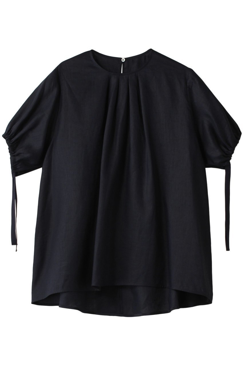 【プレインピープル/PLAIN PEOPLE】のパディストリネン半袖ブラウス インテリア・キッズ・メンズ・レディースファッション・服の通販 founy(ファニー) 　ファッション　Fashion　レディースファッション　Fashion for Women　トップス・カットソー　Cut & Sew Tops　シャツ・ブラウス・オフィスカジュアル　Elegant Blouses & Button-Ups　ショート　Short, Short Length　スリーブ　Sleeve, Long Sleeve / Short Sleeve　フェミニン　Feminine, Girly　フラット　Flat, Flat Shoes　リネン　Linen, Linen Fabric　半袖　Short Sleeve, Half Sleeve　ネイビー|ID: prp329100003991904 ipo3291000000032909502