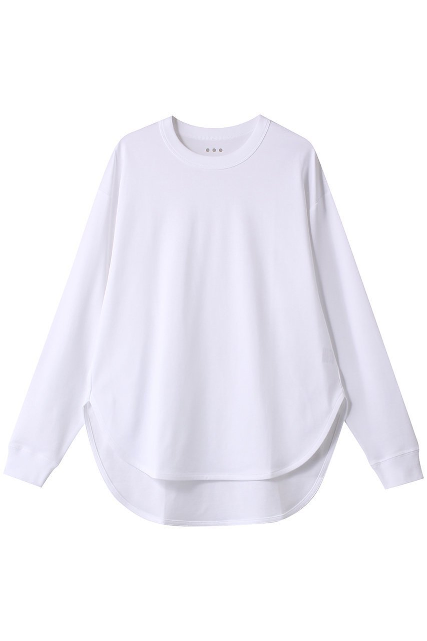 【スリー ドッツ/three dots】のオートコットン スムース ロングスリーブ インテリア・キッズ・メンズ・レディースファッション・服の通販 founy(ファニー) 　ファッション　Fashion　レディースファッション　Fashion for Women　トップス・カットソー　Cut & Sew Tops　シャツ・ブラウス・オフィスカジュアル　Elegant Blouses & Button-Ups　ロングTシャツ・Tシャツ　Longline T-Shirts & Tees　カットソー・ベーシックTシャツ　Cut-and-Sewn Tops / Stretch Tees & Basics　なめらか　Smooth, Silky Texture　シンプル　Simple, Minimal　スリット　Slit, Slit Detail　スリーブ　Sleeve, Long Sleeve / Short Sleeve　ロング　Long, Long-Length　長袖　Long Sleeve, Full Sleeve　ホワイト|ID: prp329100003992977 ipo3291000000032891826