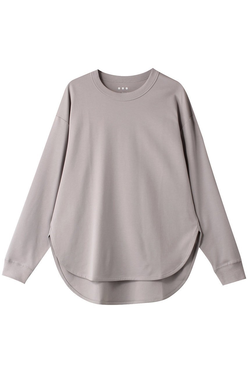 【スリー ドッツ/three dots】のオートコットン スムース ロングスリーブ インテリア・キッズ・メンズ・レディースファッション・服の通販 founy(ファニー) 　ファッション　Fashion　レディースファッション　Fashion for Women　トップス・カットソー　Cut & Sew Tops　シャツ・ブラウス・オフィスカジュアル　Elegant Blouses & Button-Ups　ロングTシャツ・Tシャツ　Longline T-Shirts & Tees　カットソー・ベーシックTシャツ　Cut-and-Sewn Tops / Stretch Tees & Basics　なめらか　Smooth, Silky Texture　シンプル　Simple, Minimal　スリット　Slit, Slit Detail　スリーブ　Sleeve, Long Sleeve / Short Sleeve　ロング　Long, Long-Length　長袖　Long Sleeve, Full Sleeve　ライトグレー|ID: prp329100003992977 ipo3291000000032891832