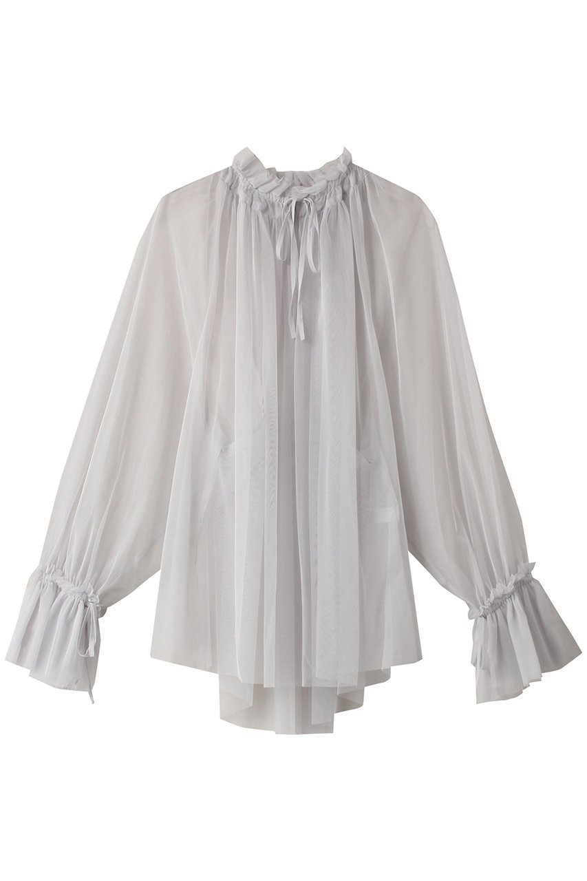 【ミディウミソリッド/MIDIUMISOLID】のtulle gathered blouse ブラウス インテリア・キッズ・メンズ・レディースファッション・服の通販 founy(ファニー) 　ファッション　Fashion　レディースファッション　WOMEN　トップス・カットソー　Tops/Tshirt　シャツ/ブラウス　Shirts/Blouses　おすすめ　Recommend　インナー　Inner　エアリー　Airy　ギャザー　Gather　シアー　Sheer　スリーブ　Sleeve　チュール　Tulle　ノースリーブ　No Sleeve　ロング　Long　今季　This Season　l.gray|ID: prp329100003995145 ipo3291000000029988371