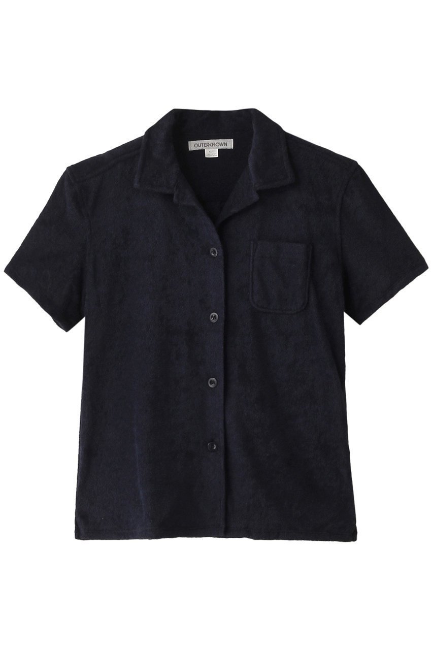 【アウターノウン/OUTERKNOWN】のHIGHTIDE ハーフスリーブパイルシャツ インテリア・キッズ・メンズ・レディースファッション・服の通販 founy(ファニー) 　ファッション　Fashion　レディースファッション　Fashion for Women　トップス・カットソー　Cut & Sew Tops　シャツ・ブラウス・オフィスカジュアル　Elegant Blouses & Button-Ups　ショート　Short, Short Length　スリーブ　Sleeve, Long Sleeve / Short Sleeve　リゾート　Resort, Vacation Style　ネイビー|ID: prp329100003995153 ipo3291000000032909622