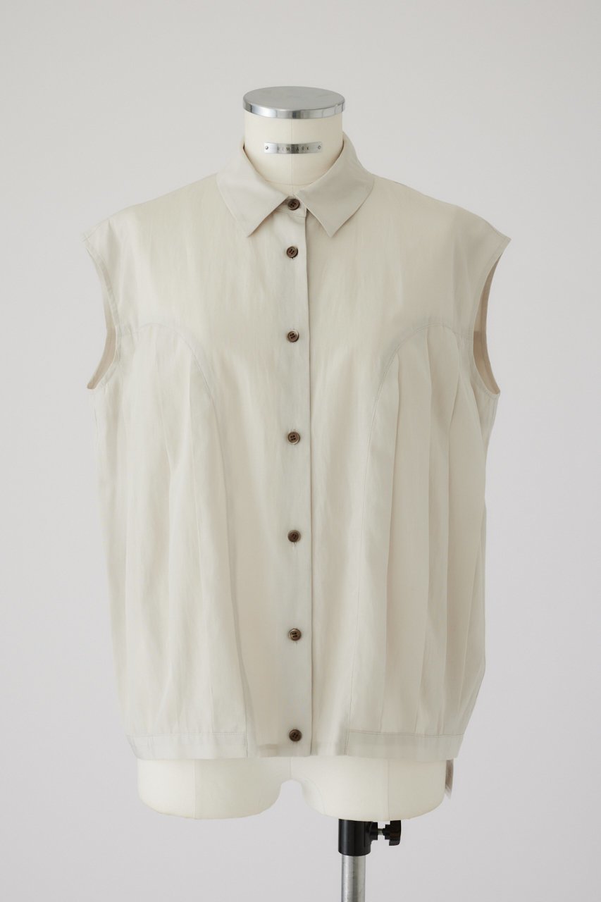 【リムアーク/RIM.ARK】のPanel gather box SH/シャツ インテリア・キッズ・メンズ・レディースファッション・服の通販 founy(ファニー) 　ファッション　Fashion　レディースファッション　Fashion for Women　トップス・カットソー　Cut & Sew Tops　キャミソール&ノースリーブ　Camisoles & Sleeveless Tops　シャツ・ブラウス・オフィスカジュアル　Elegant Blouses & Button-Ups　エレガント 上品　Elegant　ノースリーブ　Sleeveless, No-Sleeve　バランス　Balance, Style Balance　ライトベージュ|ID: prp329100003997364 ipo3291000000032881832