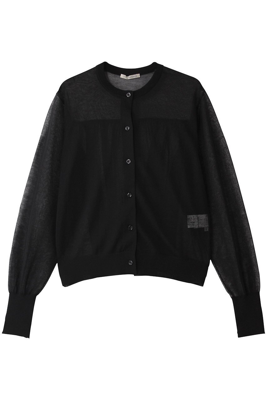 【デザイン ワークス/DESIGN WORKS】のシアーカーディガン インテリア・キッズ・メンズ・レディースファッション・服の通販 founy(ファニー) 　ファッション　Fashion　レディースファッション　Fashion for Women　トップス・カットソー　Cut & Sew Tops　ニット　Knit Tops & Sweaters　カーディガン・羽織り　Layered Style Cardigans　おすすめ　Recommended / Our Picks　カーディガン　Cardigan, Knitwear　ギャザー　Gathered, Ruffled　シアー　Sheer, See-Through　トレンド　Trend, Trending Now　フェミニン　Feminine, Girly　今季　This Season, Current Season　定番　Standard, Basic Item　ブラック|ID: prp329100003997441 ipo3291000000035371774