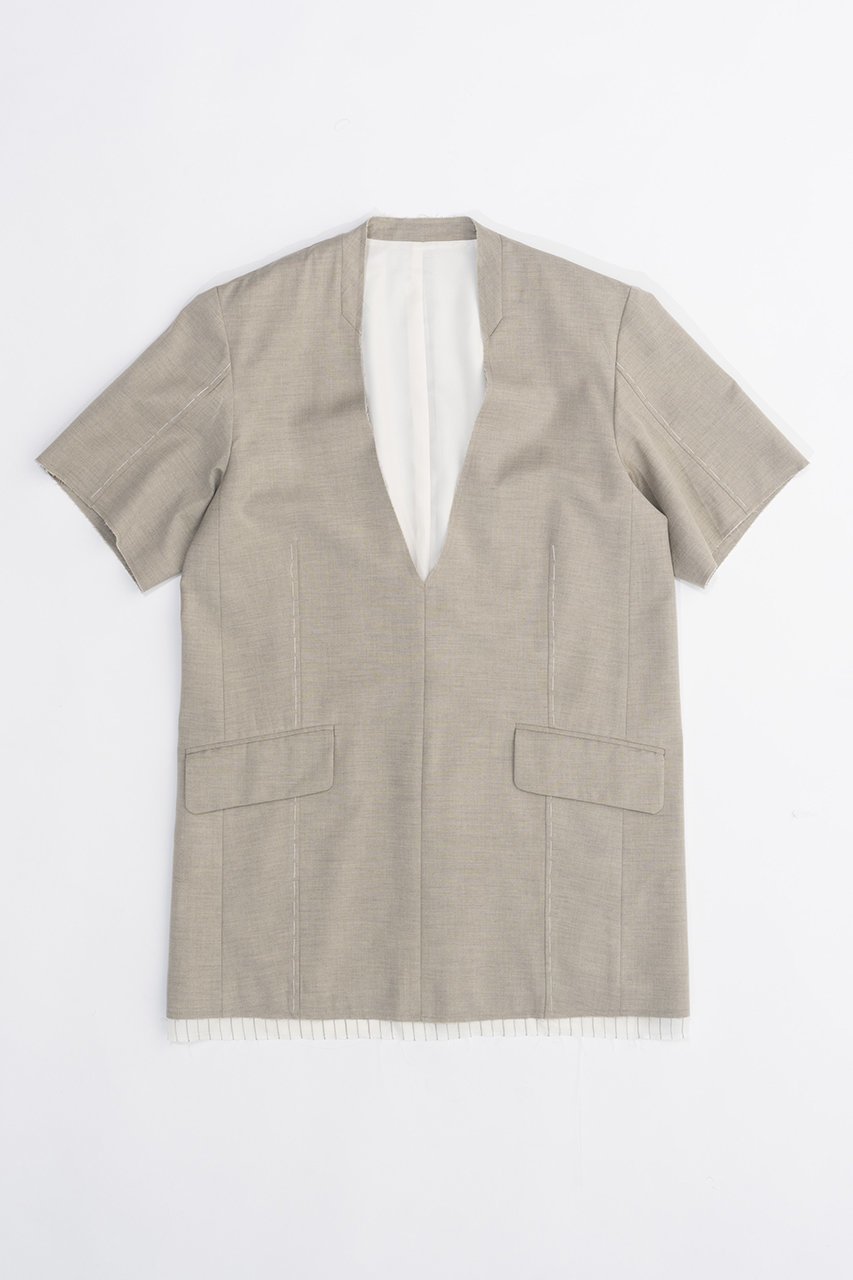 【プランク プロジェクト/PRANK PROJECT】のスーチングカットオフハーフスリーブチュニック / Suiting Cut Off Half Sleeve Tunic インテリア・キッズ・メンズ・レディースファッション・服の通販 founy(ファニー)  ファッション Fashion レディースファッション Fashion for Women ワンピース Dresses チュニック Tunic Tops & Dresses おすすめ Recommended / Our Picks ジャケット Jacket, Outerwear ソックス Socks, Hosiery タイツ Tights, Legwear チュニック Tunic, Long Top モチーフ Motif, Design Theme レース Lace, Lace Fabric 夏 Summer BGE(ベージュ)|ID: prp329100003998449 ipo3291000000034422032