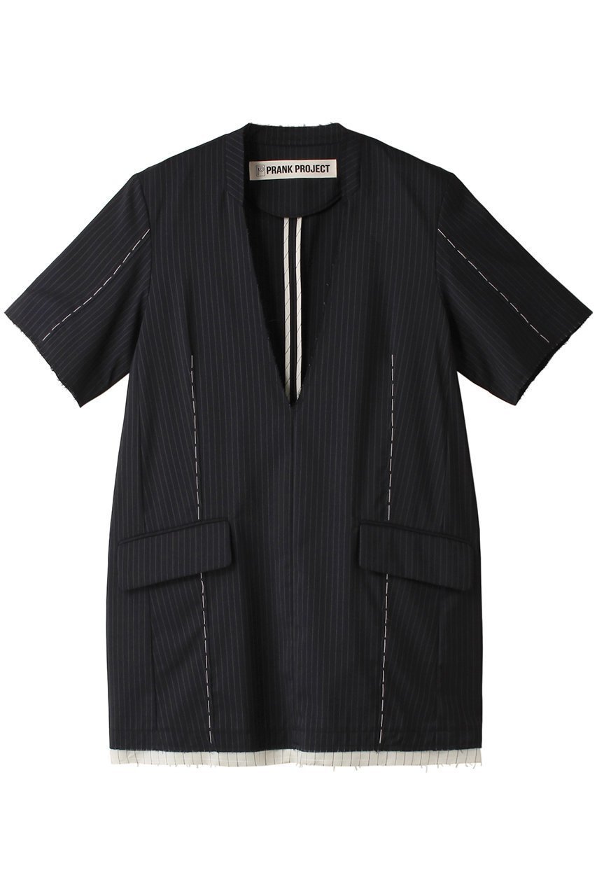 【プランク プロジェクト/PRANK PROJECT】のスーチングカットオフハーフスリーブチュニック / Suiting Cut Off Half Sleeve Tunic インテリア・キッズ・メンズ・レディースファッション・服の通販 founy(ファニー)  ファッション Fashion レディースファッション Fashion for Women ワンピース Dresses チュニック Tunic Tops & Dresses おすすめ Recommended / Our Picks ジャケット Jacket, Outerwear ソックス Socks, Hosiery タイツ Tights, Legwear チュニック Tunic, Long Top モチーフ Motif, Design Theme レース Lace, Lace Fabric 夏 Summer NVY(ネイビー)|ID: prp329100003998449 ipo3291000000034422034