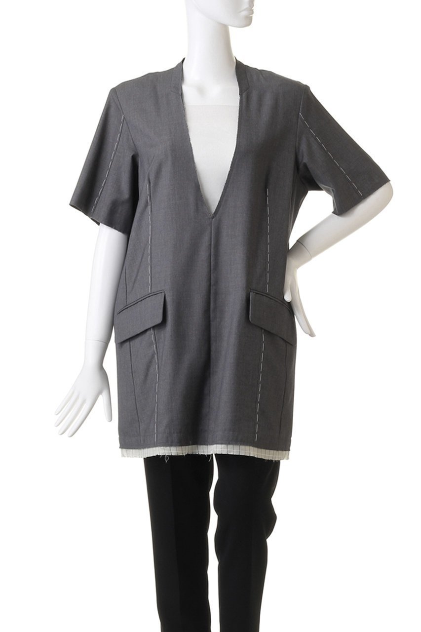 【プランク プロジェクト/PRANK PROJECT】のスーチングカットオフハーフスリーブチュニック / Suiting Cut Off Half Sleeve Tunic 人気、トレンドファッション・服の通販 founy(ファニー)  ファッション Fashion レディースファッション Fashion for Women ワンピース Dresses チュニック Tunic Tops & Dresses おすすめ Recommended / Our Picks ジャケット Jacket, Outerwear ソックス Socks, Hosiery タイツ Tights, Legwear チュニック Tunic, Long Top モチーフ Motif, Design Theme レース Lace, Lace Fabric 夏 Summer other-2|ID: prp329100003998449 ipo3291000000034422035